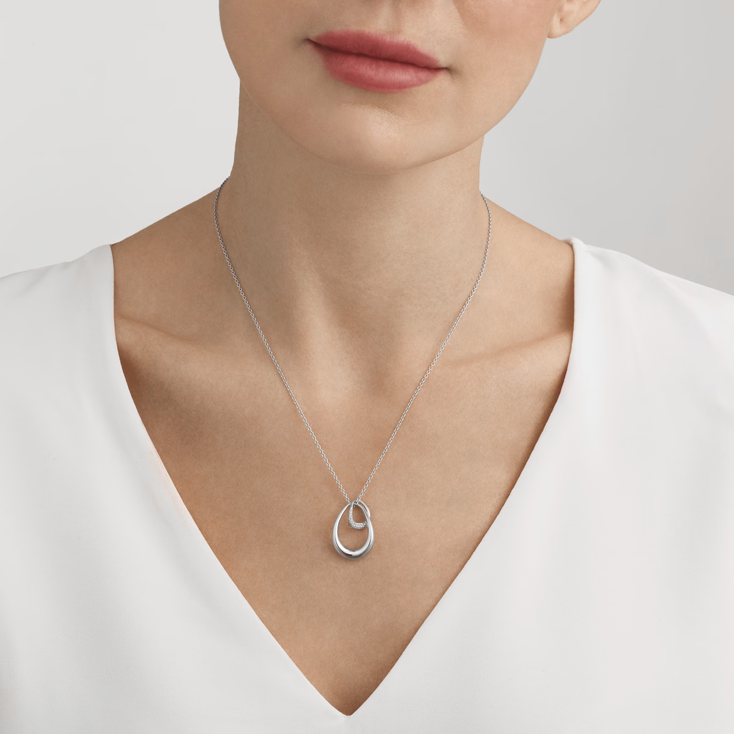 Georg Jensen Sterling Silver Offspring Diamond Pendant - Berry's Jewellers