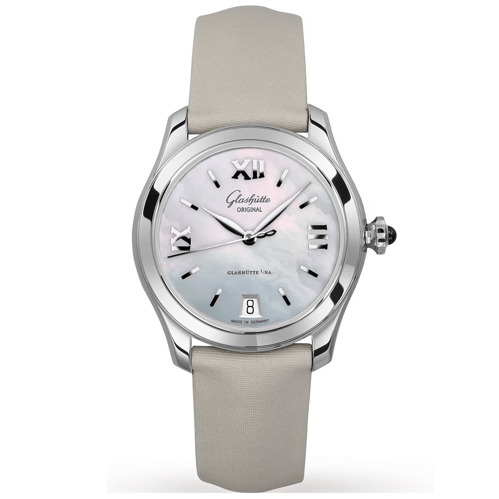 Glashütte Original Lady Serenade 36mm Mother of Pearl Ladies Strap Watch - Berry's Jewellers