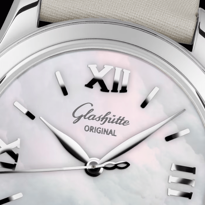 Glashütte Original Lady Serenade 36mm Mother of Pearl Ladies Strap Watch - Berry's Jewellers