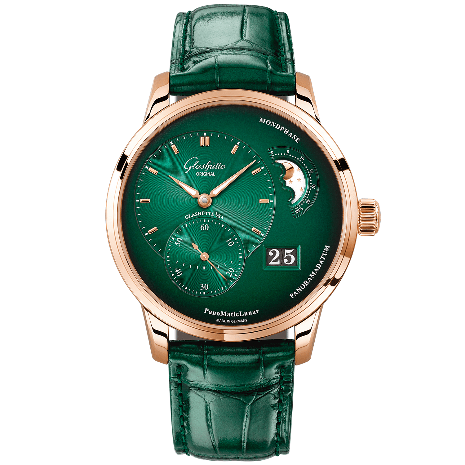 PanoMaticLunar 40mm Rose Gold & Green Dial Automatic Men's Watch