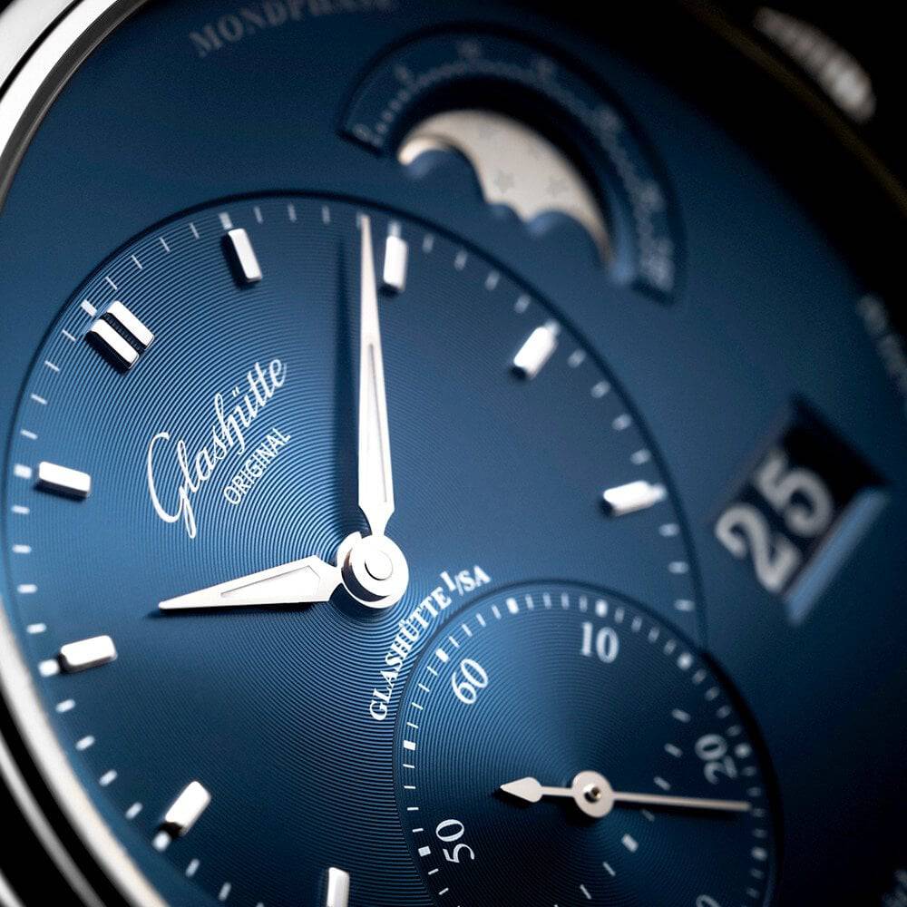 Glashütte Original PanoMaticLunar 40mm Steel & Blue Dial Automatic Men's Watch - Berry's Jewellers