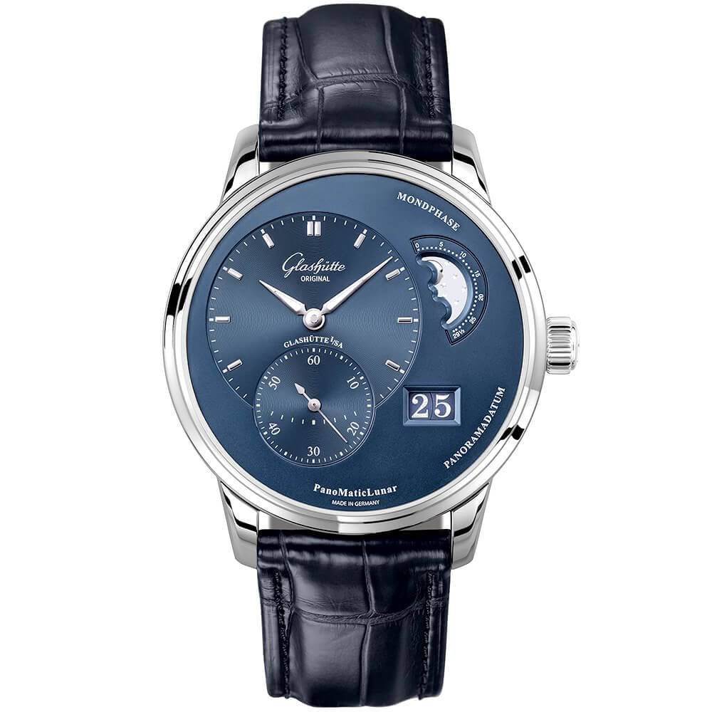 PanoMaticLunar 40mm Steel & Blue Dial Automatic Men's Watch