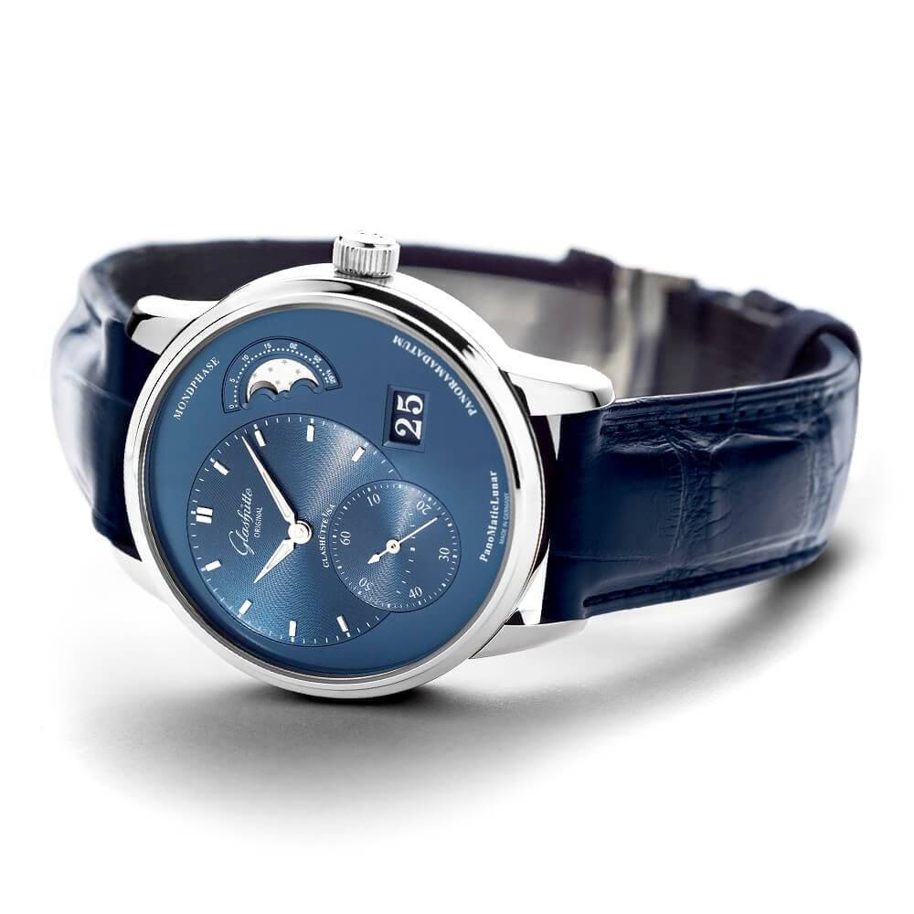 Glashütte Original PanoMaticLunar 40mm Steel & Blue Dial Automatic Men's Watch - Berry's Jewellers