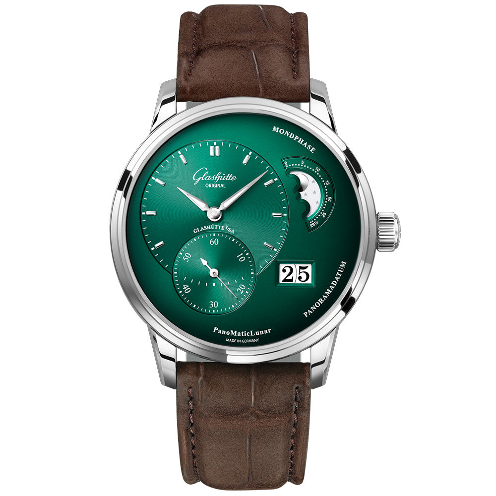 PanoMaticLunar 40mm Steel & Green Dial Automatic Men's Watch