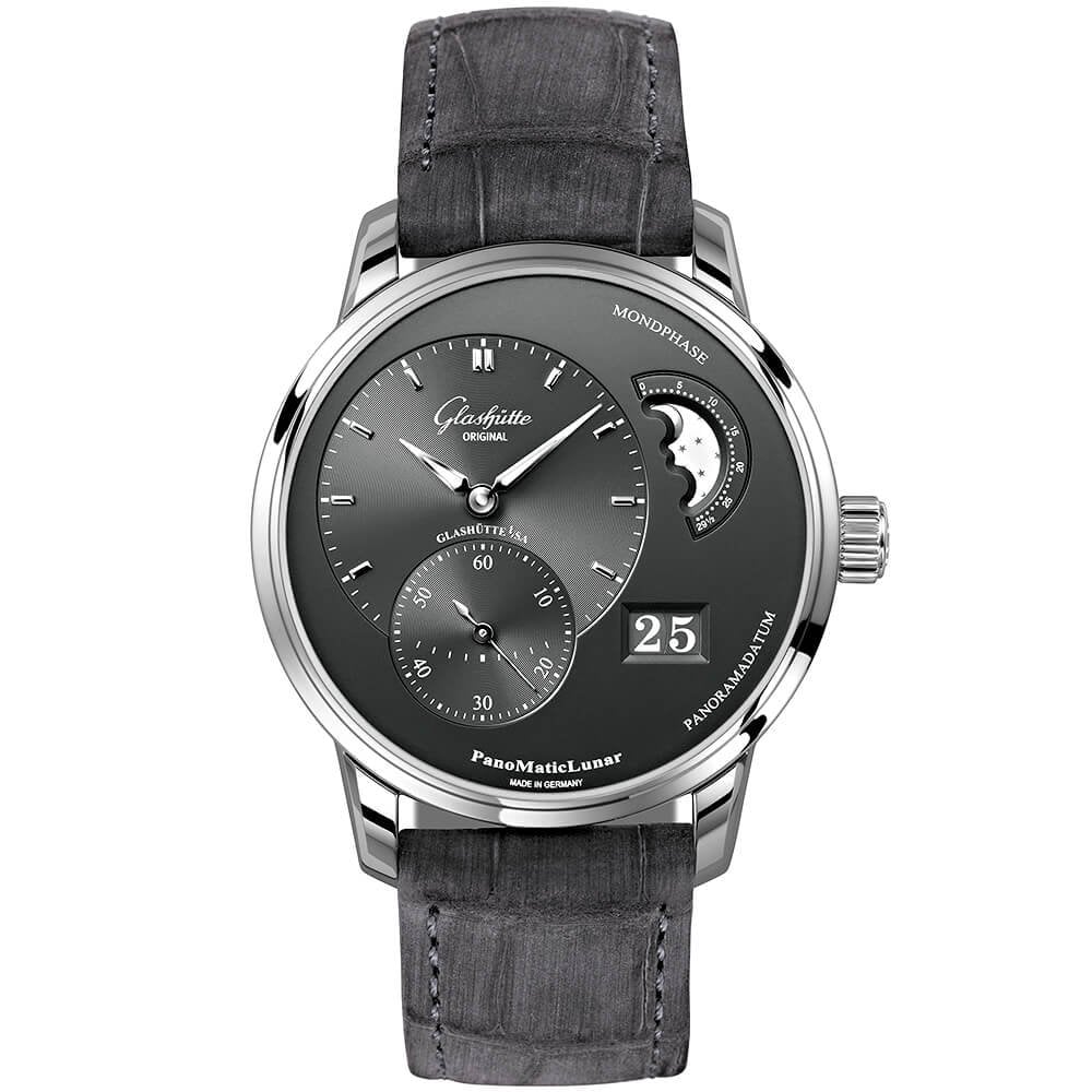 PanoMaticLunar 40mm Steel & Ruthenium Dial Automatic Men's Watch