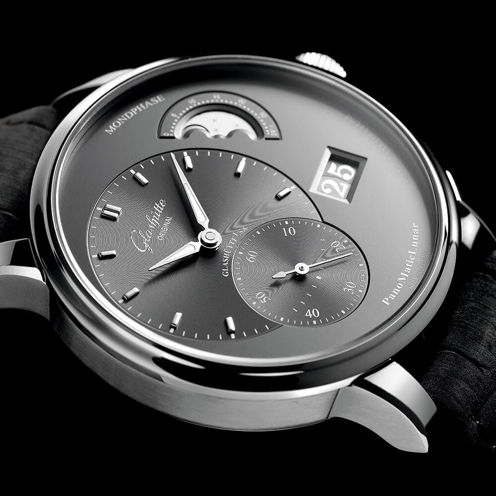 PanoMaticLunar 40mm Steel & Ruthenium Dial Automatic Men's Watch