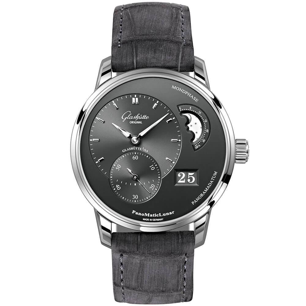 Glashütte Original PanoMaticLunar 40mm Steel & Ruthenium Dial Automatic Men's Watch - Berry's Jewellers