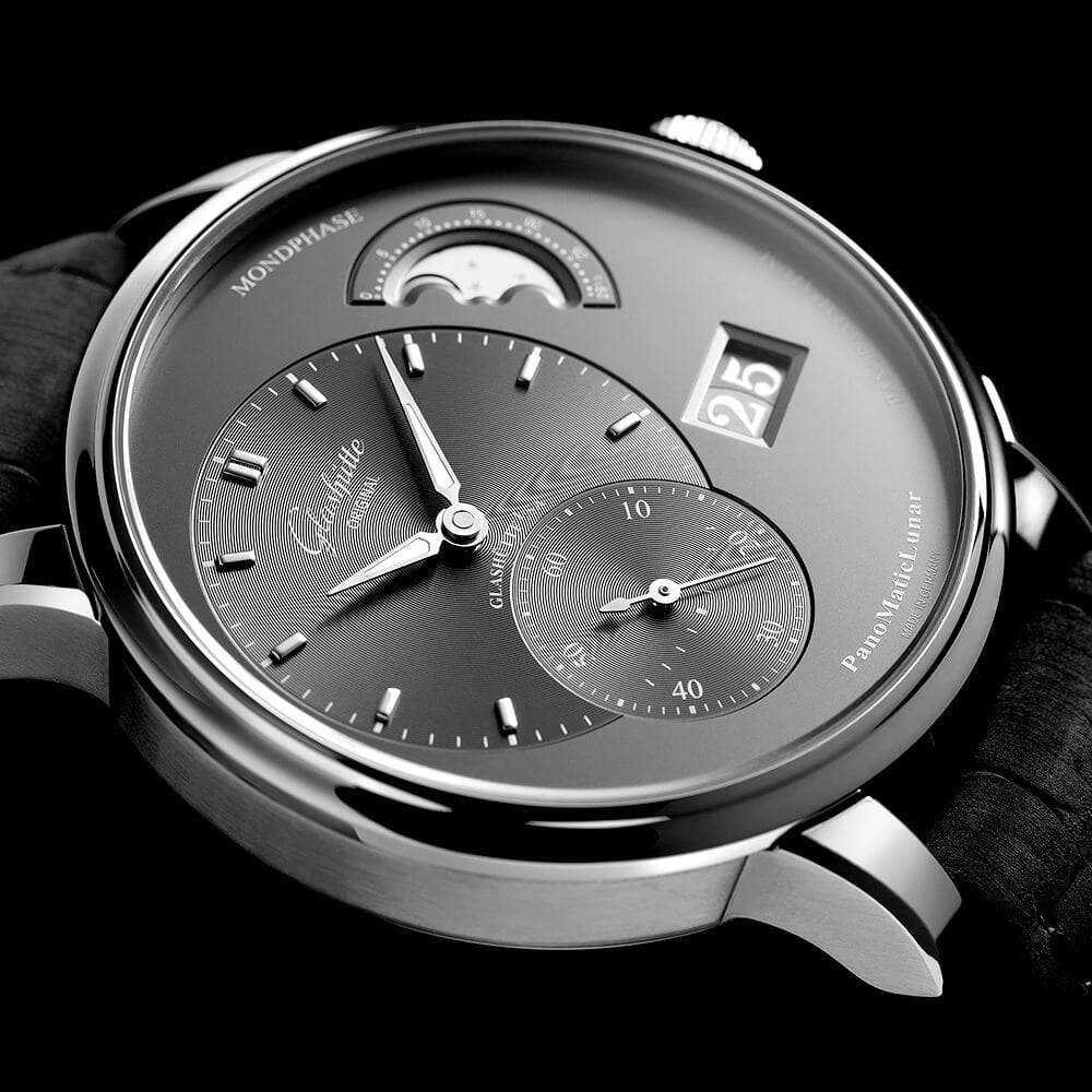 Glashütte Original PanoMaticLunar 40mm Steel & Ruthenium Dial Automatic Men's Watch - Berry's Jewellers