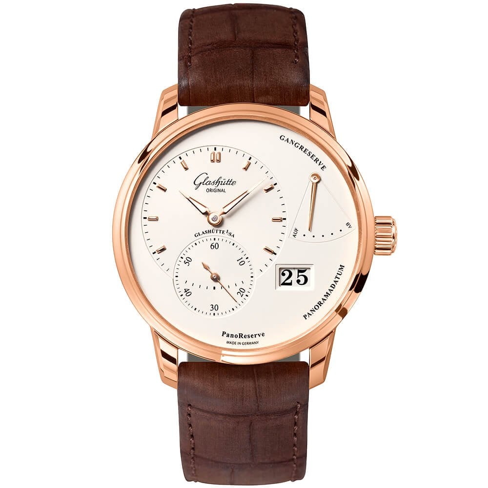 Glashütte Original PanoReserve 40mm 18ct Red Gold & Silver Dial Manual-Wind Men's Watch - Berry's Jewellers