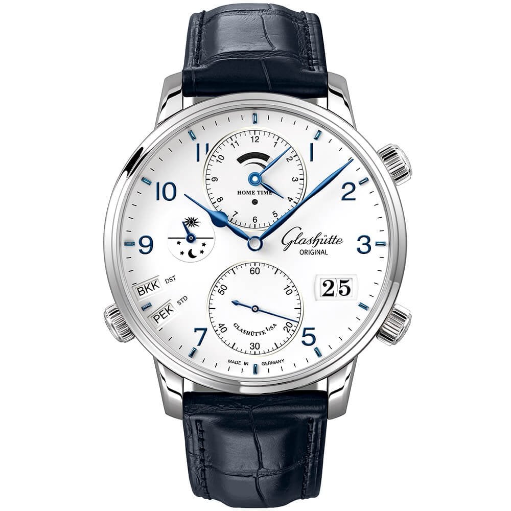 Glashütte Original Senator Cosmopolite 44mm Silver/Blue Dial Men's Automatic Watch - Berry's Jewellers