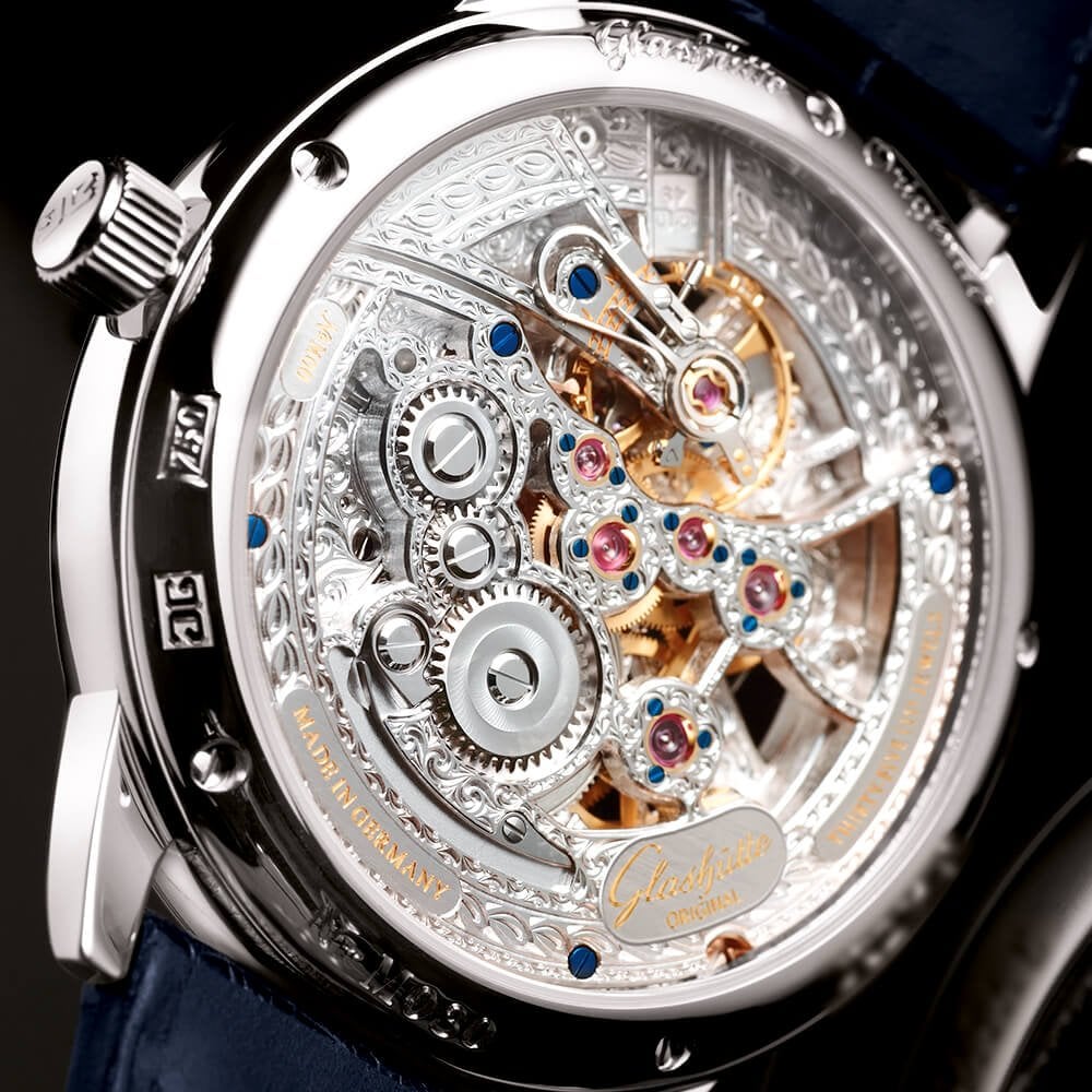 Glashütte Original Senator Moonphase 18ct White Gold 42mm Skeletonized Edition Watch - Berry's Jewellers