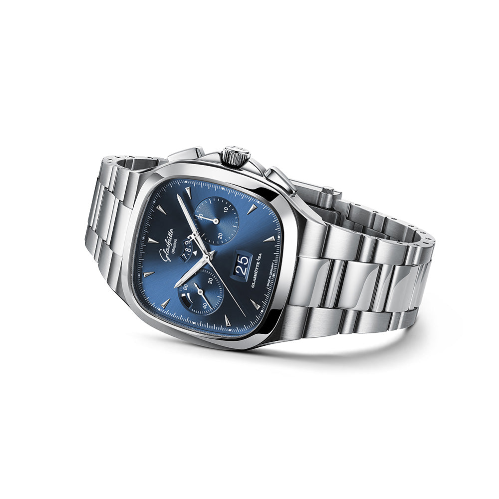 Seventies 40mm Blue Dial Chronograph Panorama Date Men's Watch.