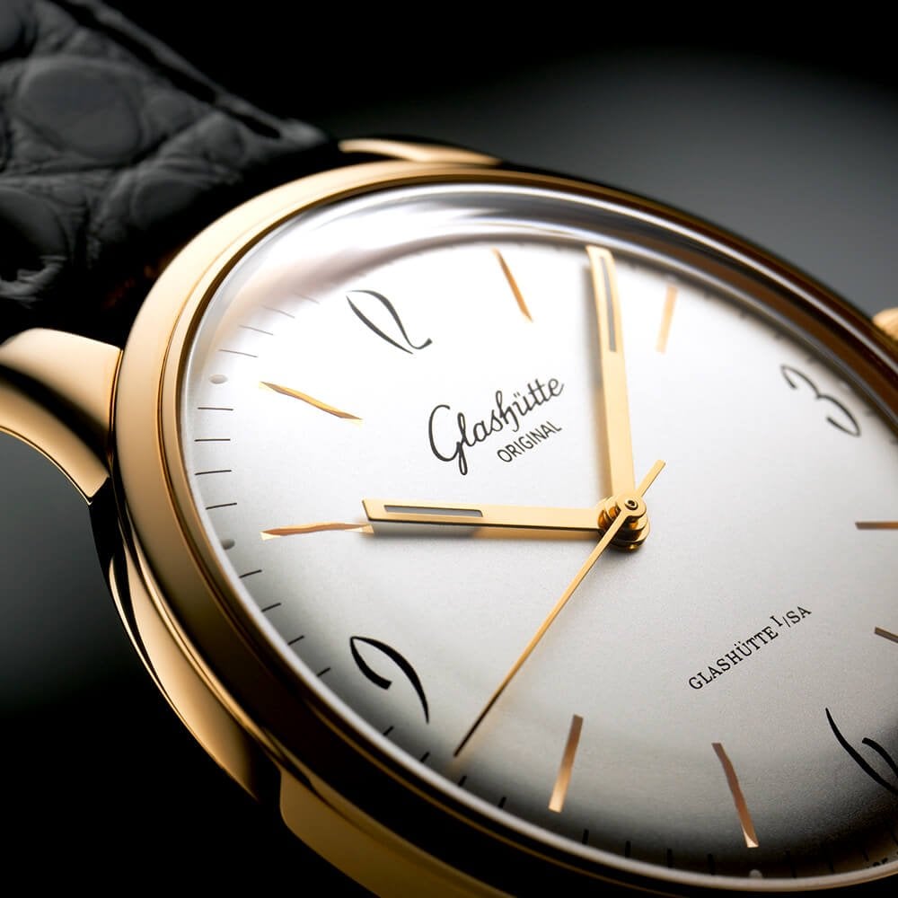 Glashütte Original Sixties 39mm 18ct Rose Gold Silver Dial Automatic Strap Watch - Berry's Jewellers