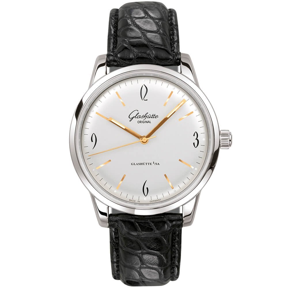 Glashütte Original Sixties 39mm Silver/Gold Dial Automatic Strap Watch - Berry's Jewellers