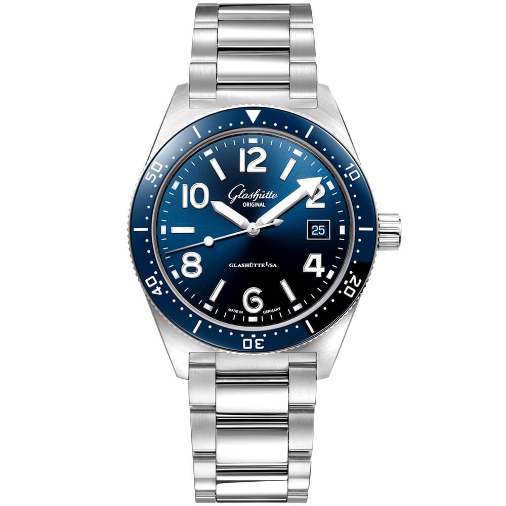 Glashütte Original Spezialist SeaQ 39mm Blue Dial Men's Automatic Bracelet Watch - Berry's Jewellers