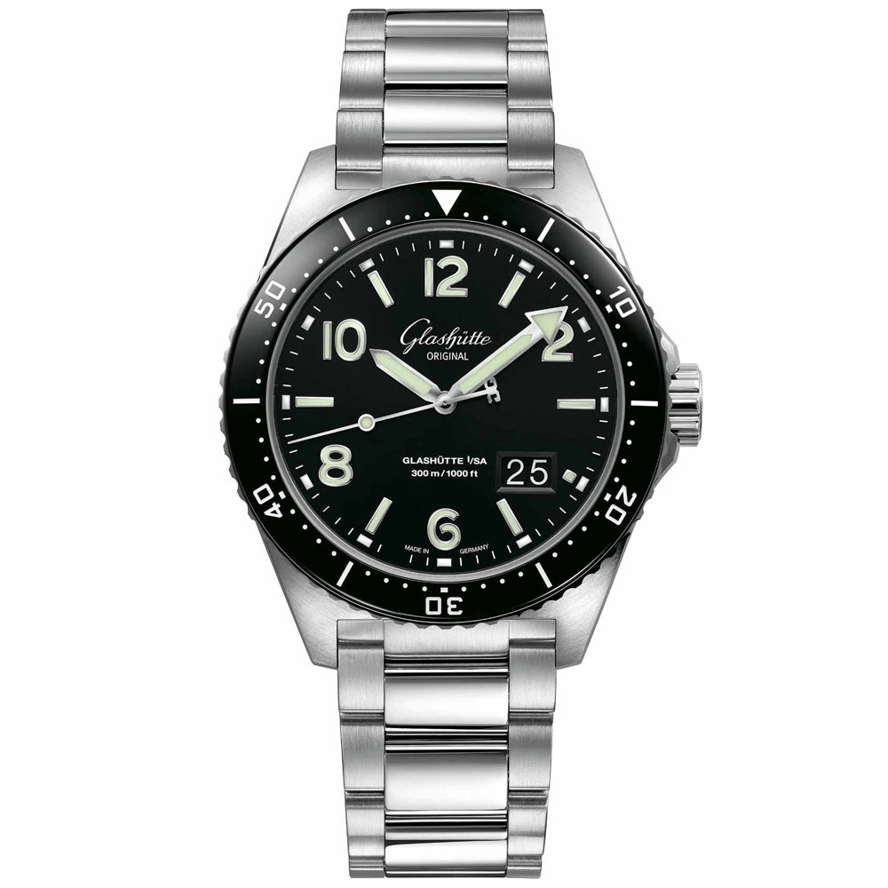 Glashütte Original Spezialist SeaQ 43mm Black Dial Men's Automatic Bracelet Watch - Berry's Jewellers