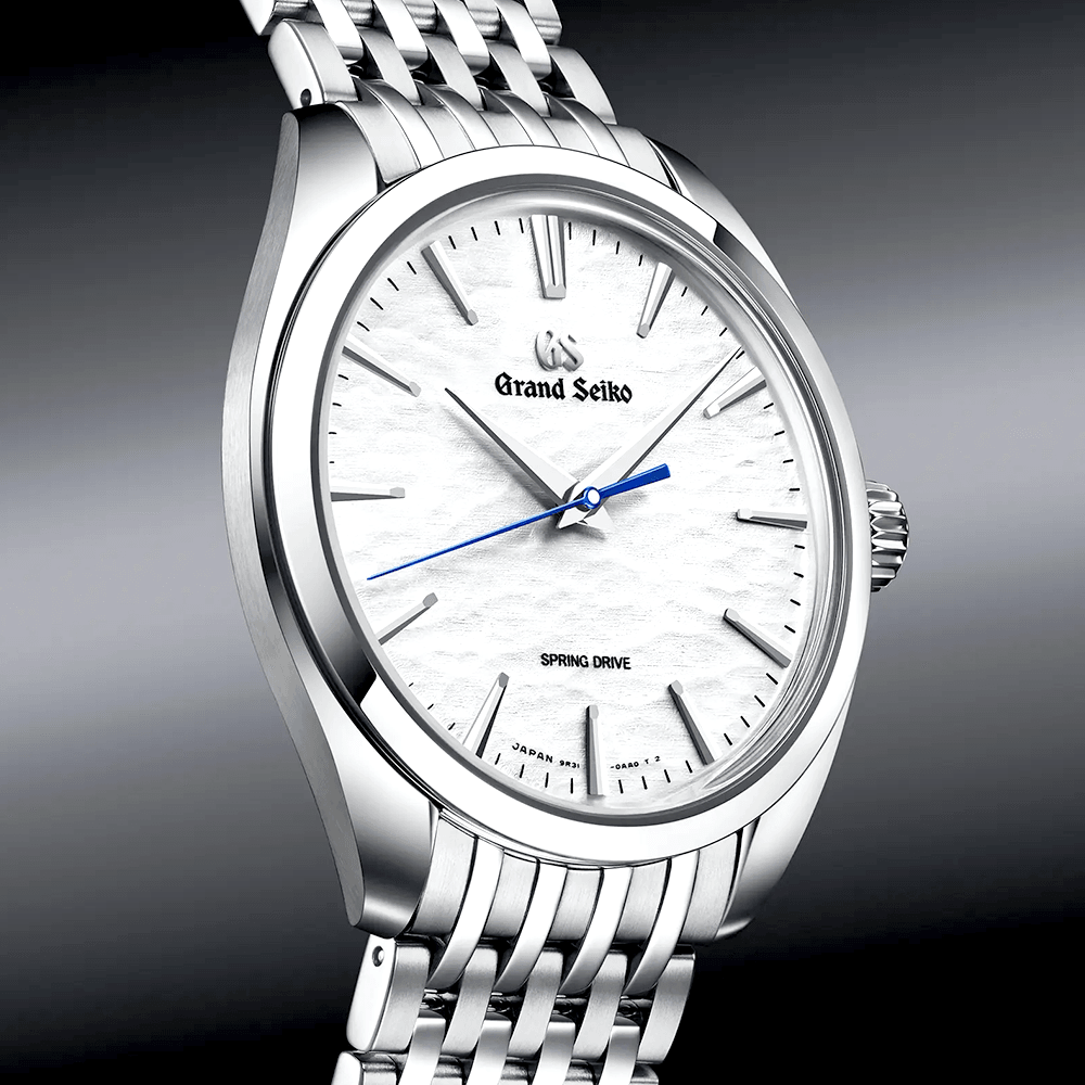 Grand Seiko Elegance 38.5mm White 'Omiwatari' - 'God's Footsteps' Men's Spring-Drive Watch - Berry's Jewellers