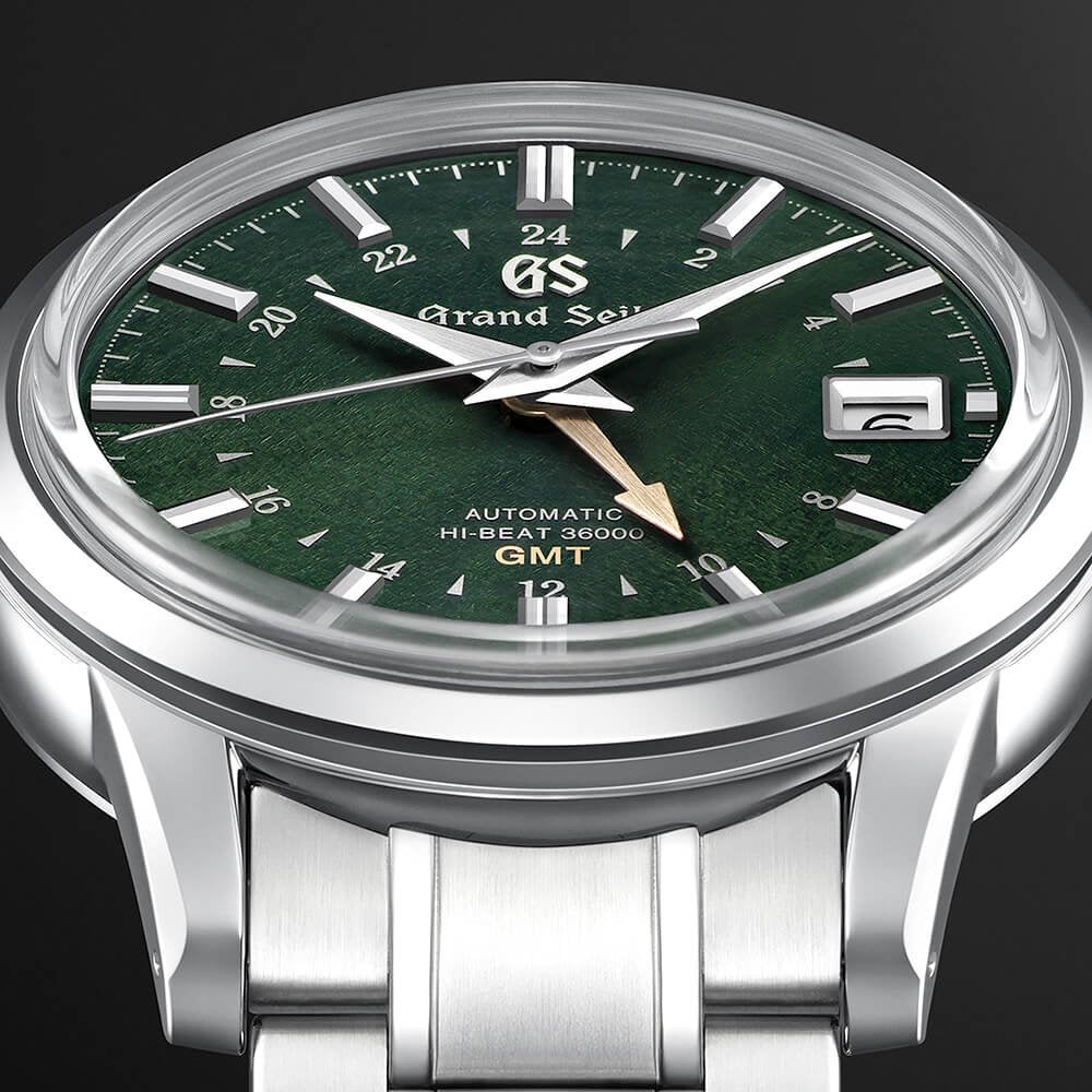 Grand Seiko Elegance GMT 39mm Green 'Shunbun' Dial Men's Automatic Bracelet Watch - Berry's Jewellers