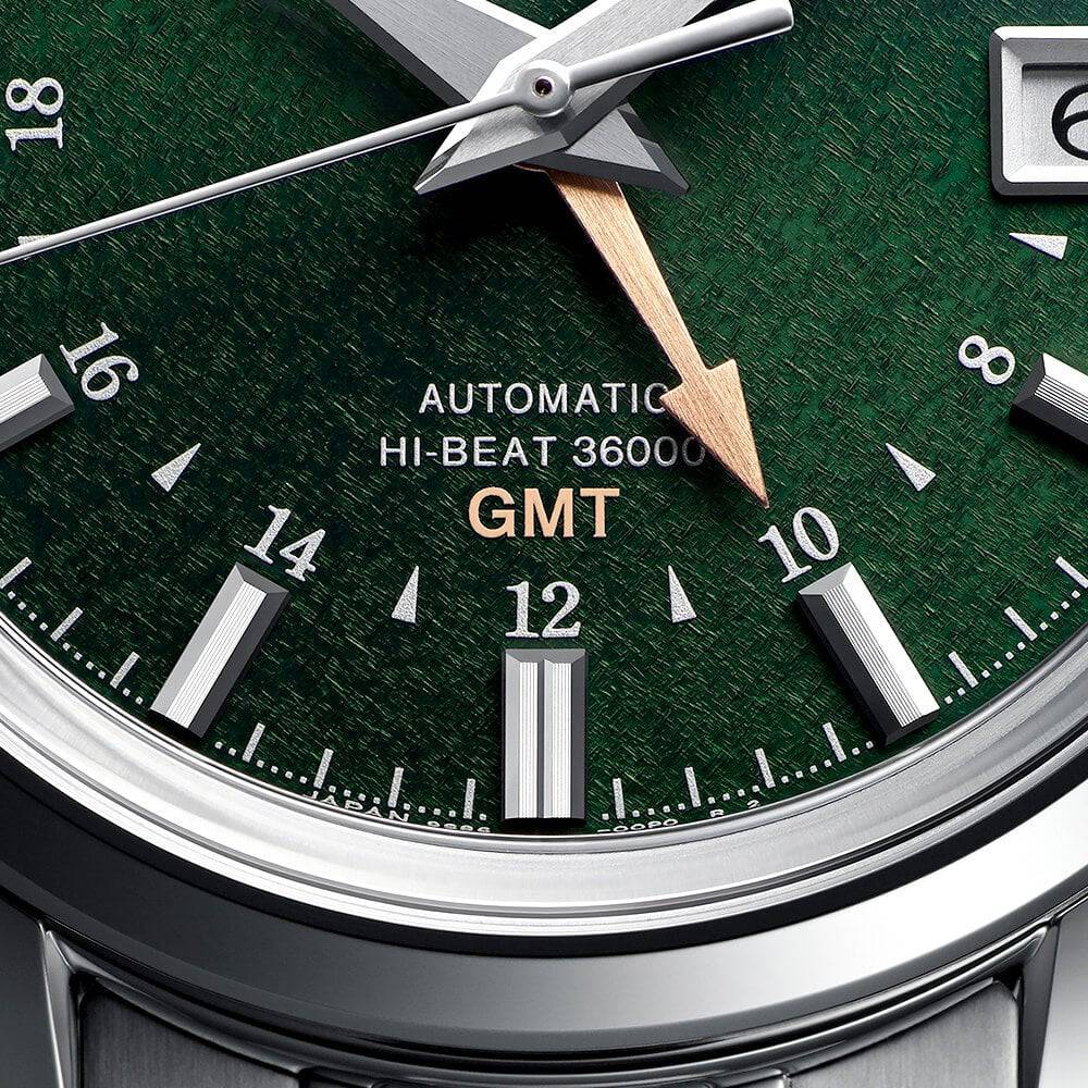 Grand Seiko Elegance GMT 39mm Green 'Shunbun' Dial Men's Automatic Bracelet Watch - Berry's Jewellers