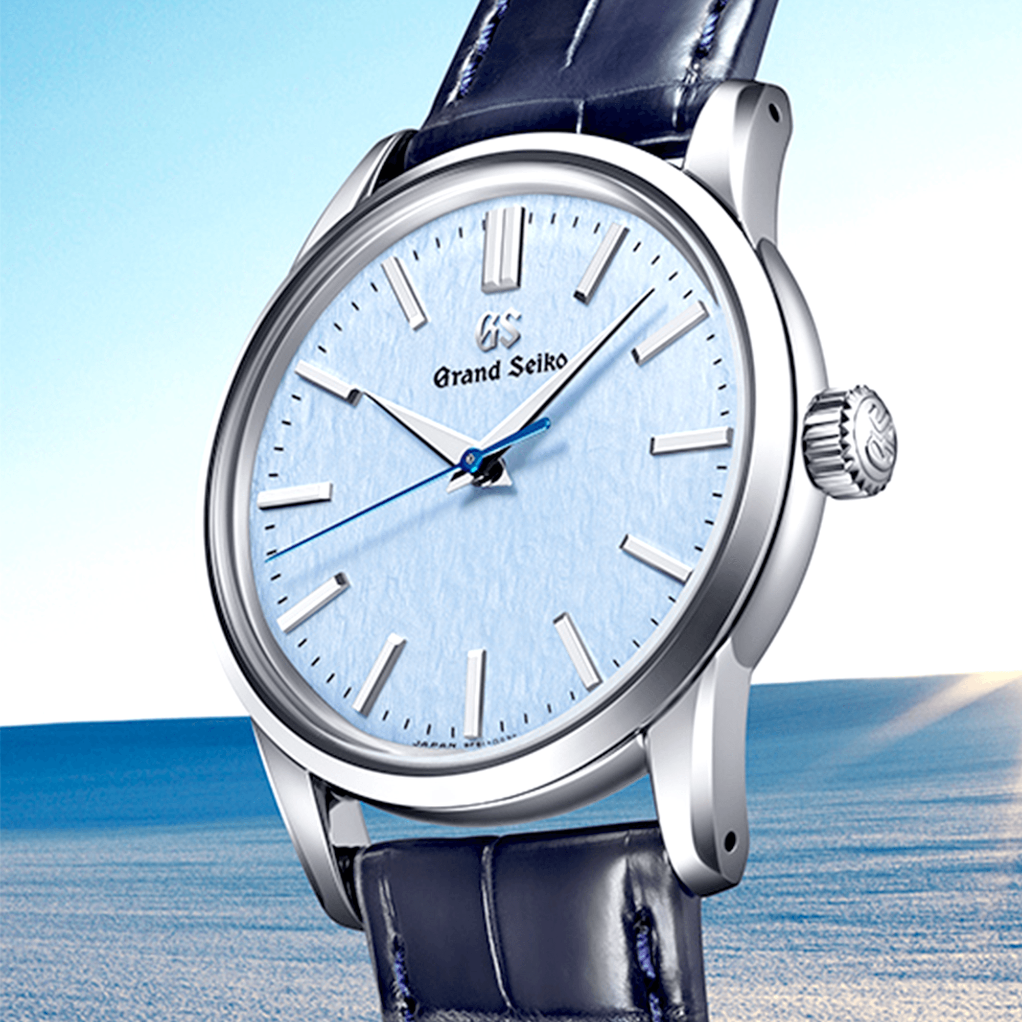 Grand Seiko Heritage 34mm 'Skyflake' Blue Dial Ladies Leather Strap Watch - Berry's Jewellers