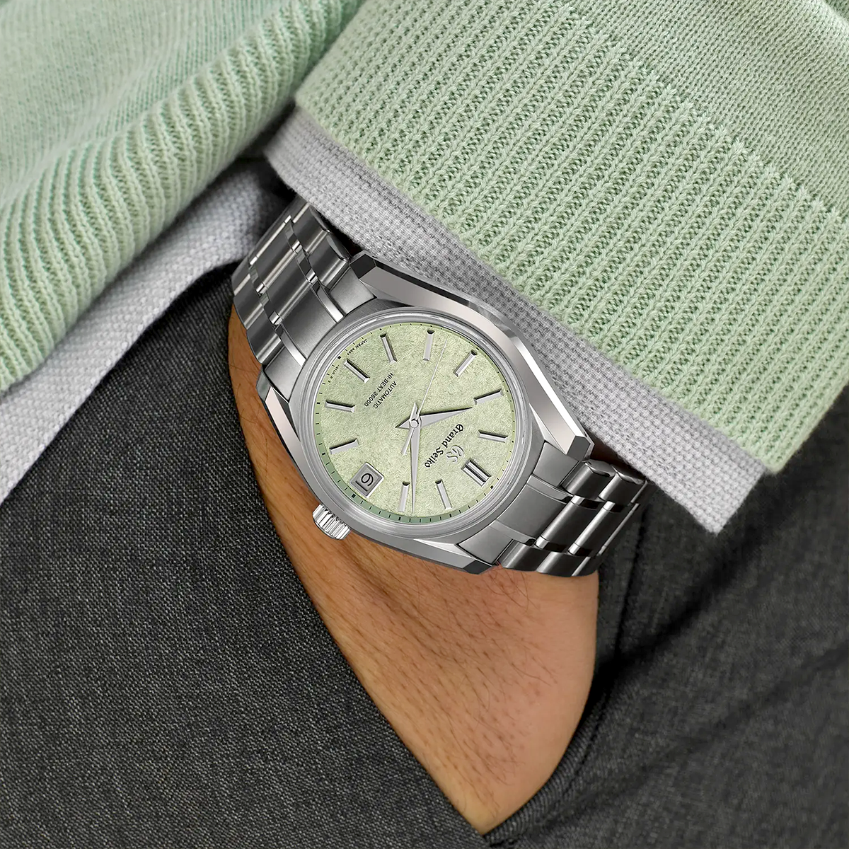 Grand Seiko Heritage 'Sakura-Wakaba' 40mm Green Textured Dial Watch - Berry's Jewellers