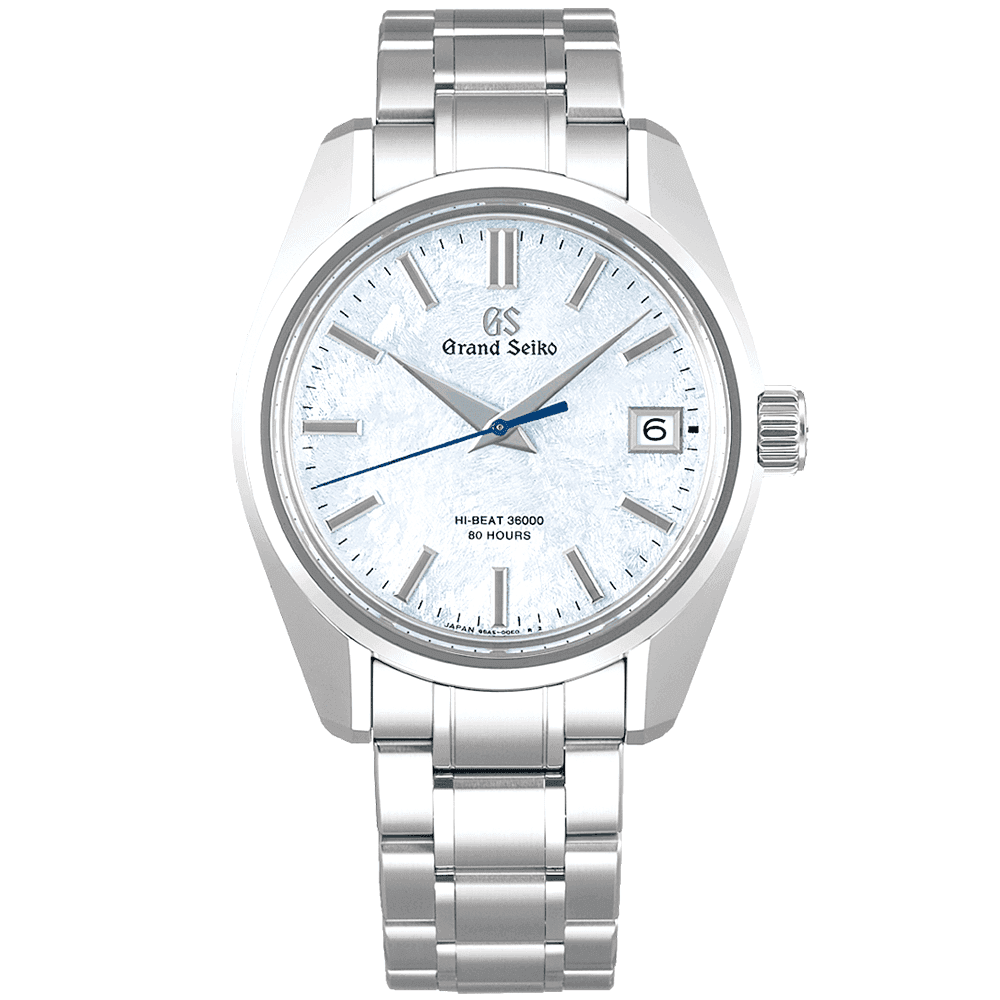 Grand Seiko Heritage 'Snowscape' 40mm Light Blue Textured Dial Men's Bracelet Watch - Berry's Jewellers