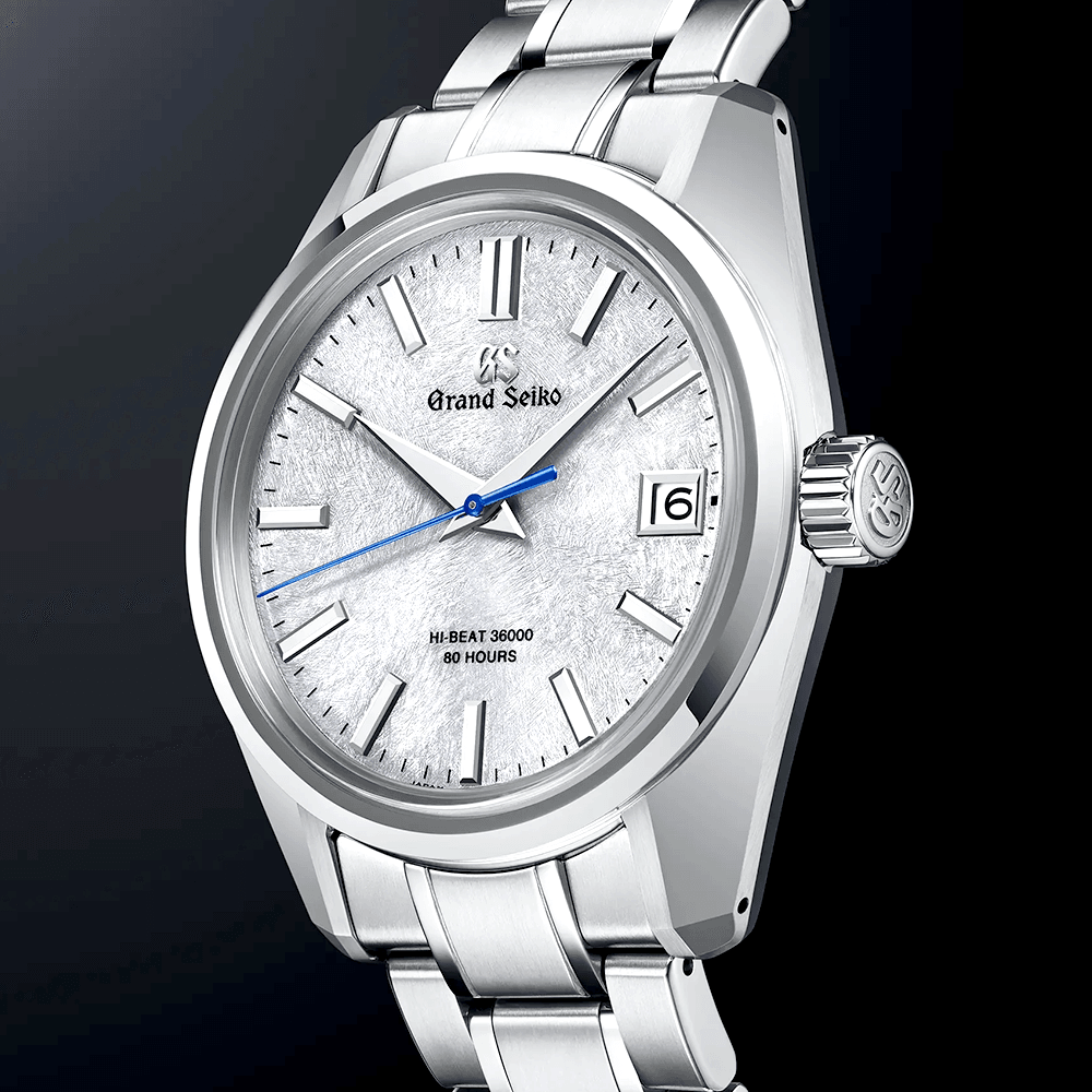 Grand Seiko Heritage 'Snowscape' 40mm Light Blue Textured Dial Men's Bracelet Watch - Berry's Jewellers