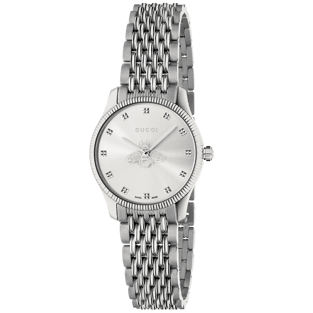 G-Timeless  29mm Silver Bee Motif Dial Bracelet Watch