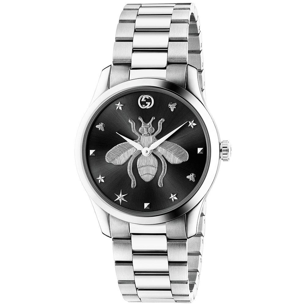 G-Timeless 38mm Black Bee Motif Dial Ladies Bracelet Watch