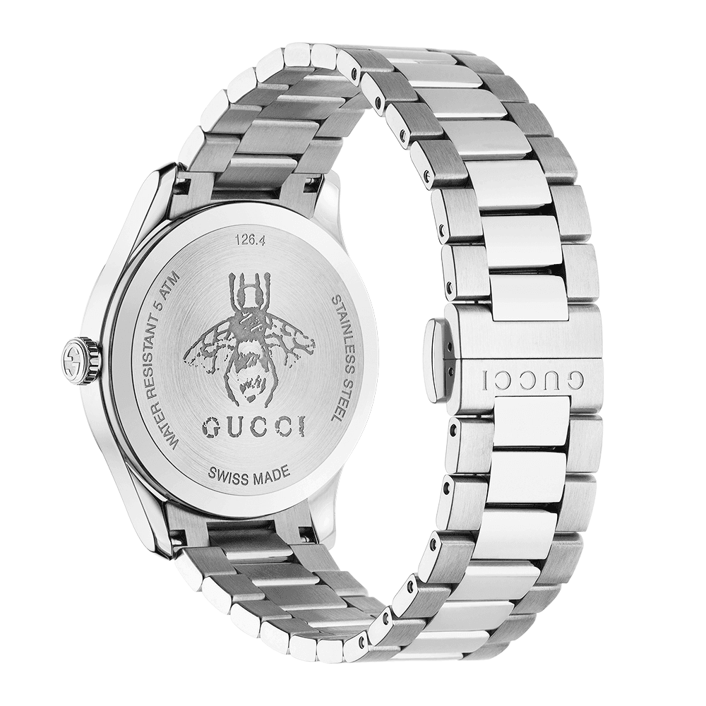 Gucci G-Timeless 38mm Black Bee Motif Dial Ladies Bracelet Watch - Berry's Jewellers