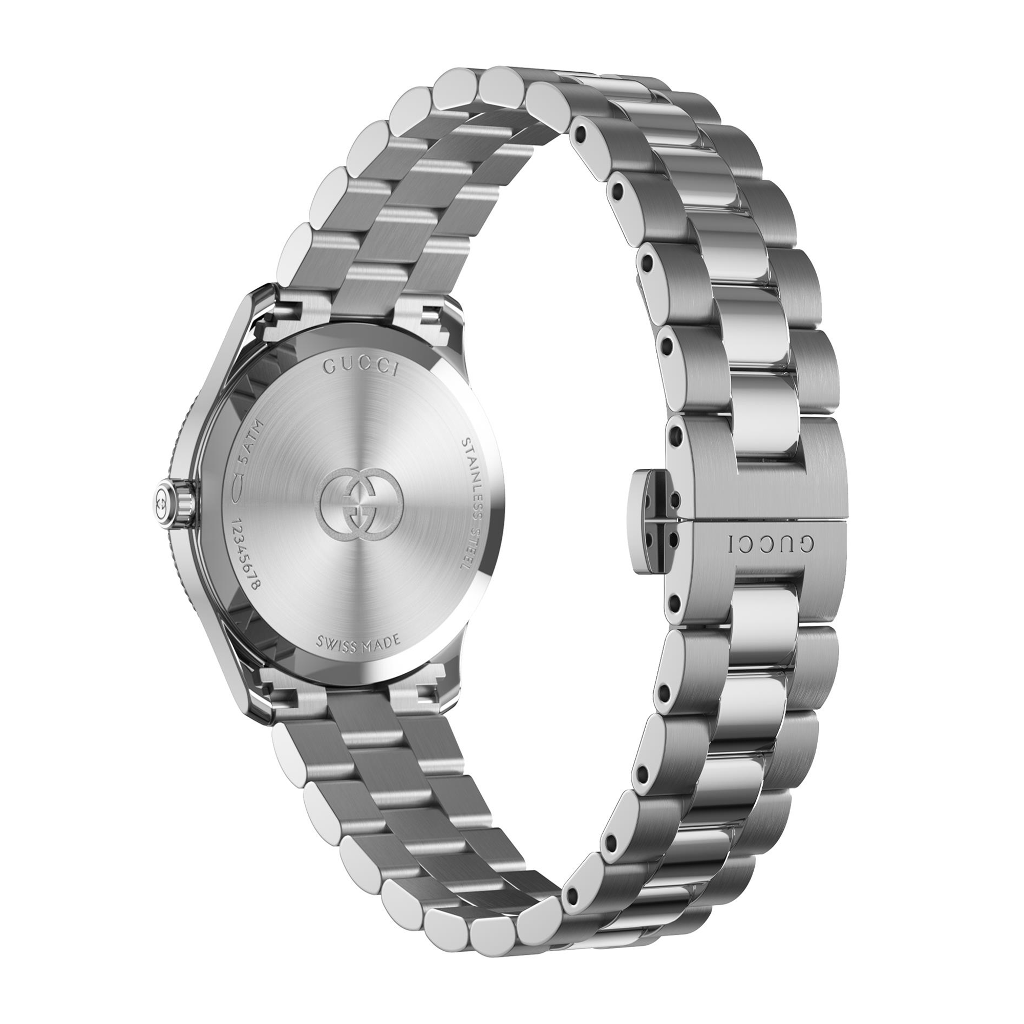 G-Timeless Quartz 29mm Stainless Steel Silver Dial Gold Plated Bezel Bracelet Watch