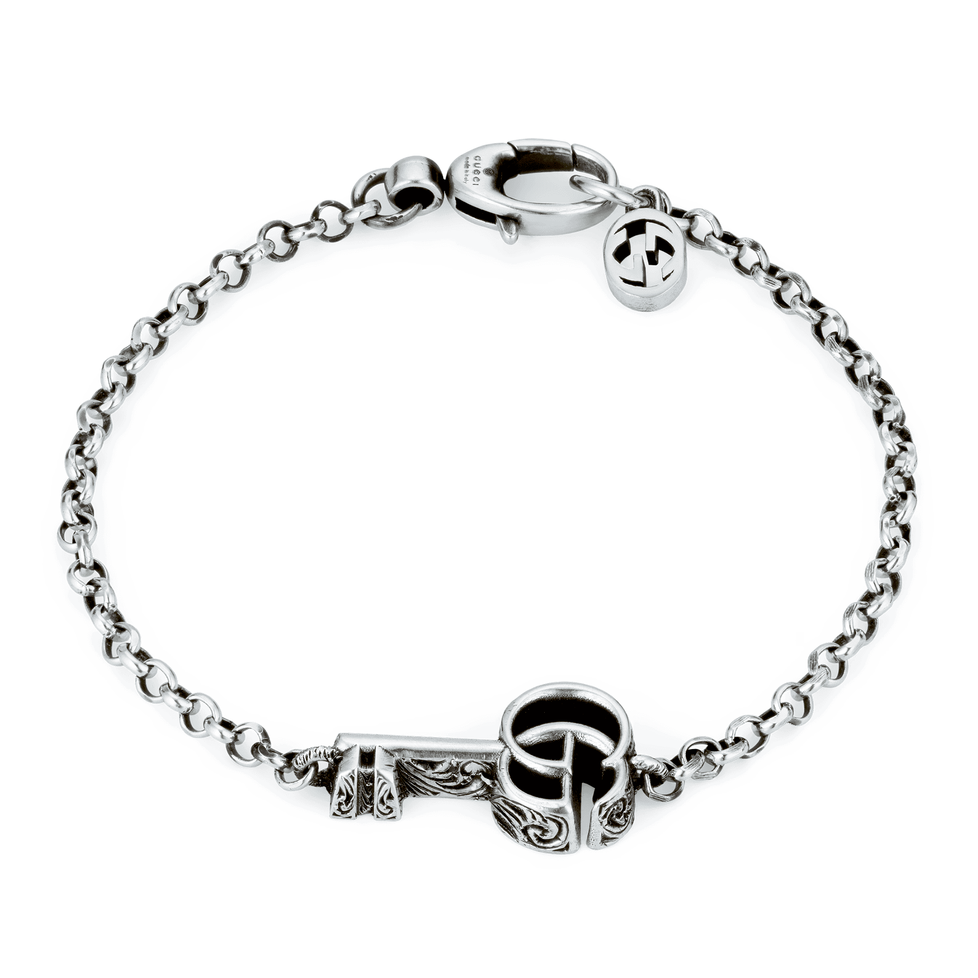 GG Marmont Aged Sterling Silver Key Bracelet