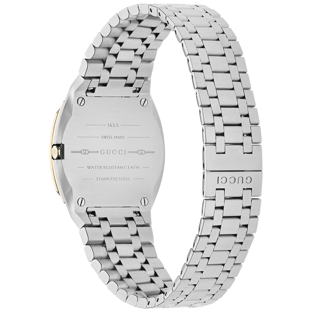 Gucci GUCCI 25H 30mm Yellow Dial & Two Tone Stainless Steel Bracelet Watch - Berry's Jewellers