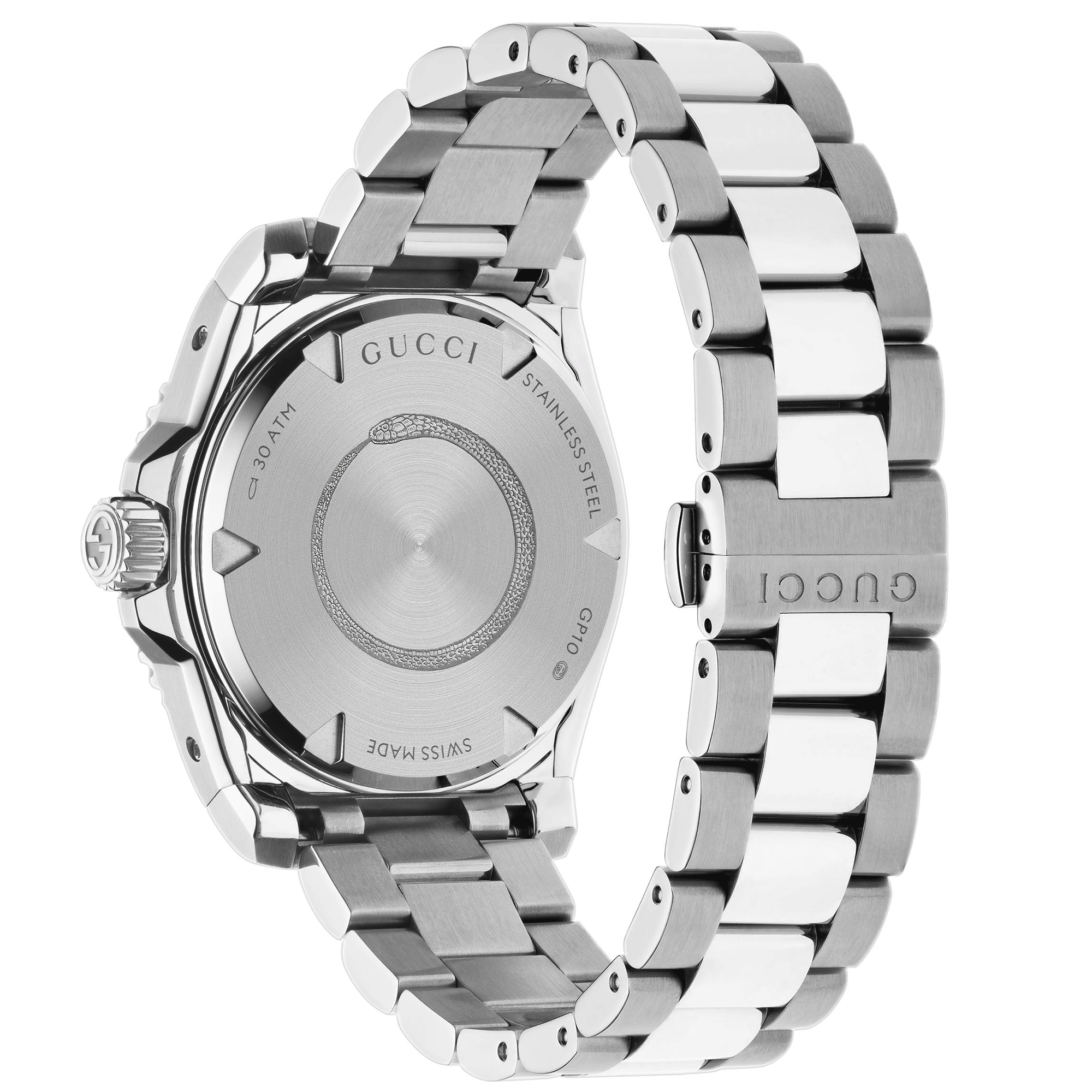 Gucci Gucci Dive 40mm Stainless Steel Automatic Watch With A Silver Dial & Gold Bezel - Berry's Jewellers