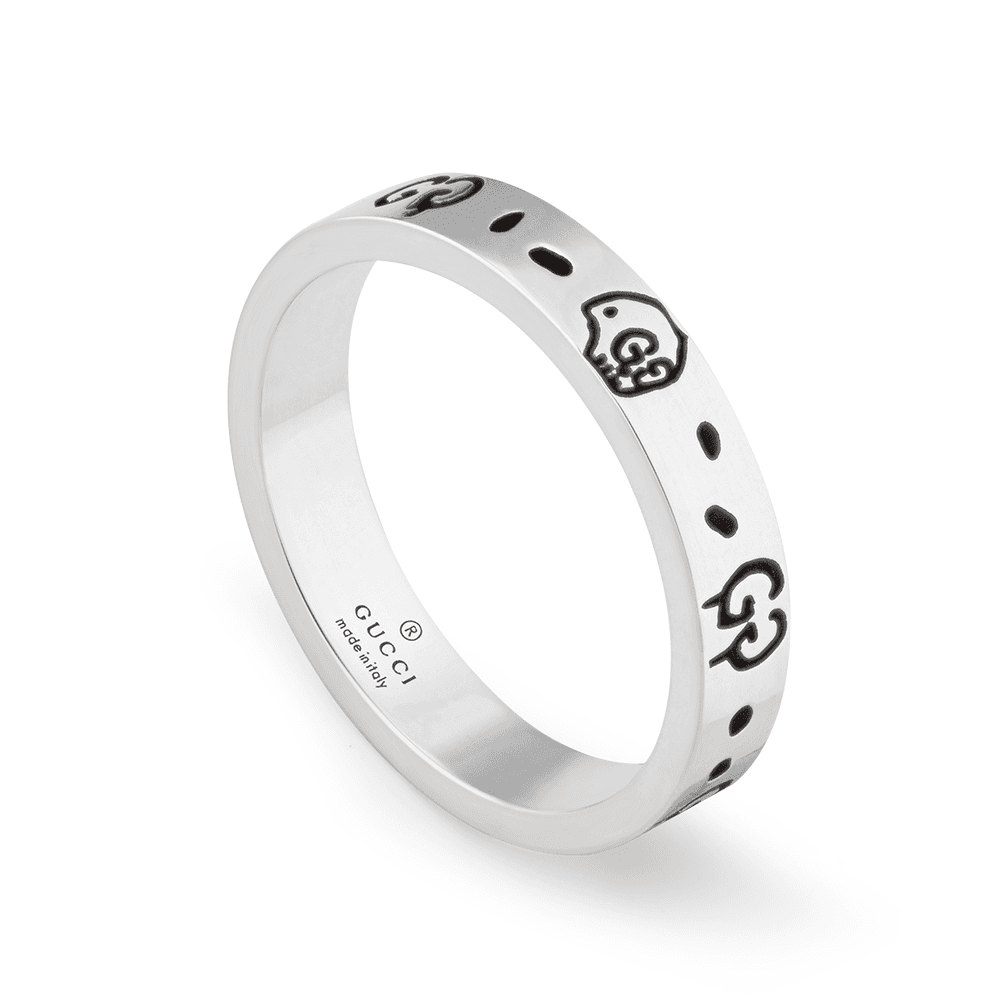 Gucci Ghost Aureco Sterling Silver 4mm Ring