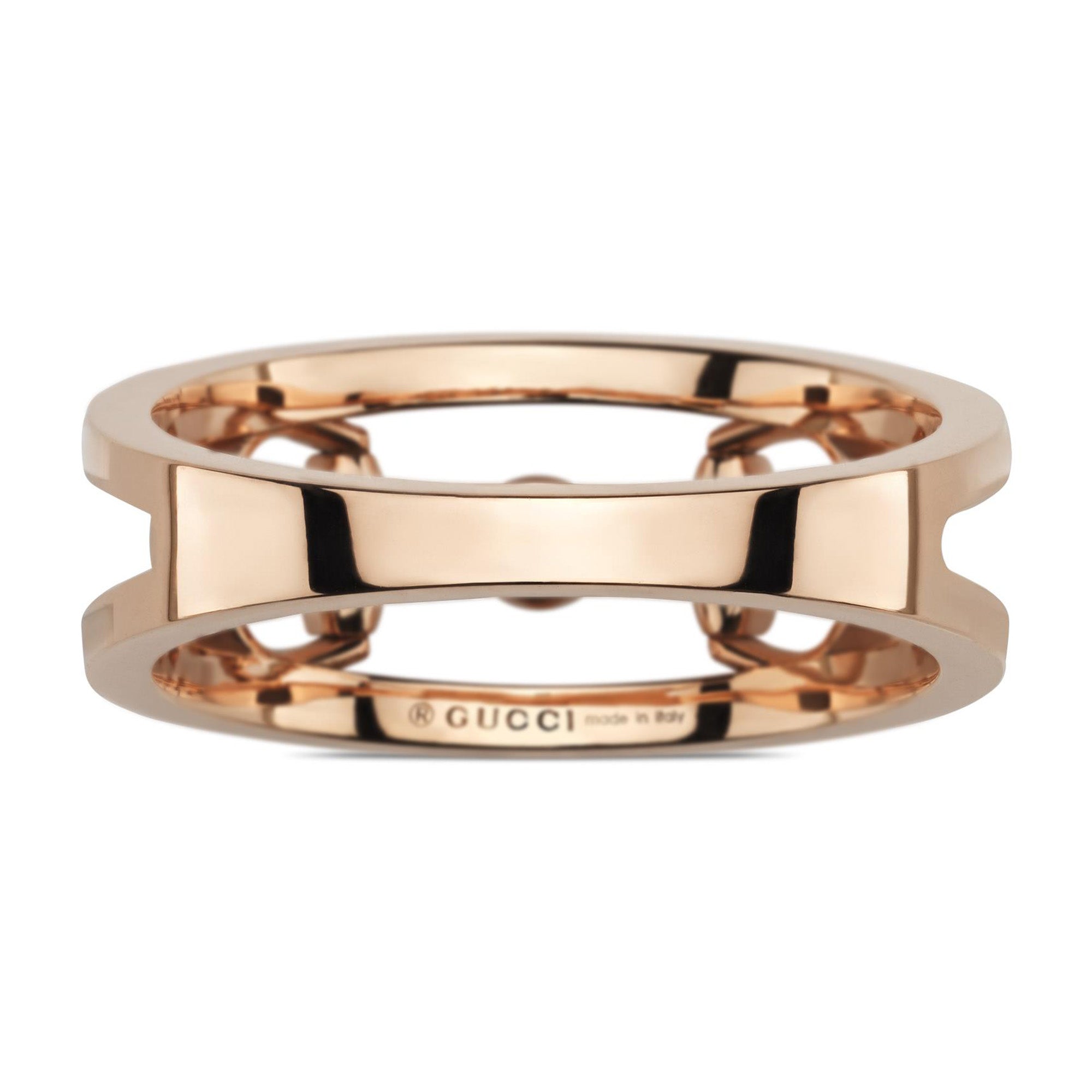 Gucci Gucci Horsebit 18ct Rose Gold And Diamond Wide Dress Ring - Berry's Jewellers