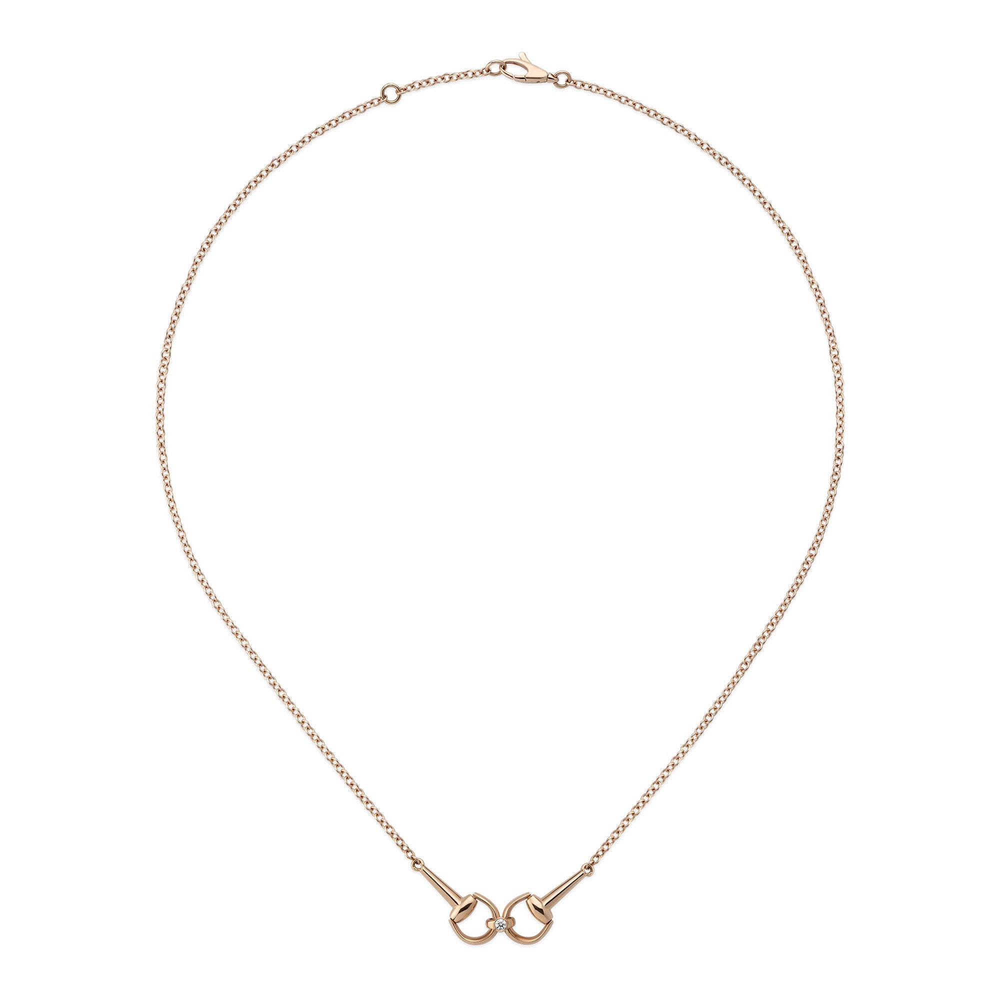 Gucci Horsebit 18ct Rose Gold Diamond Chain Necklace