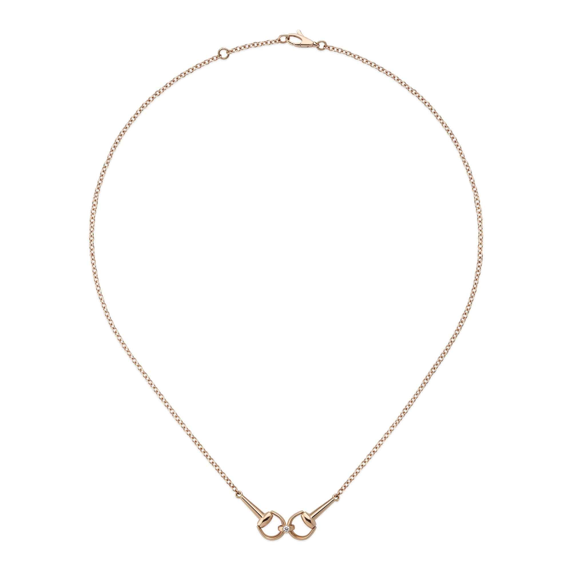 Gucci Horsebit 18ct Rose Gold Diamond Chain Necklace