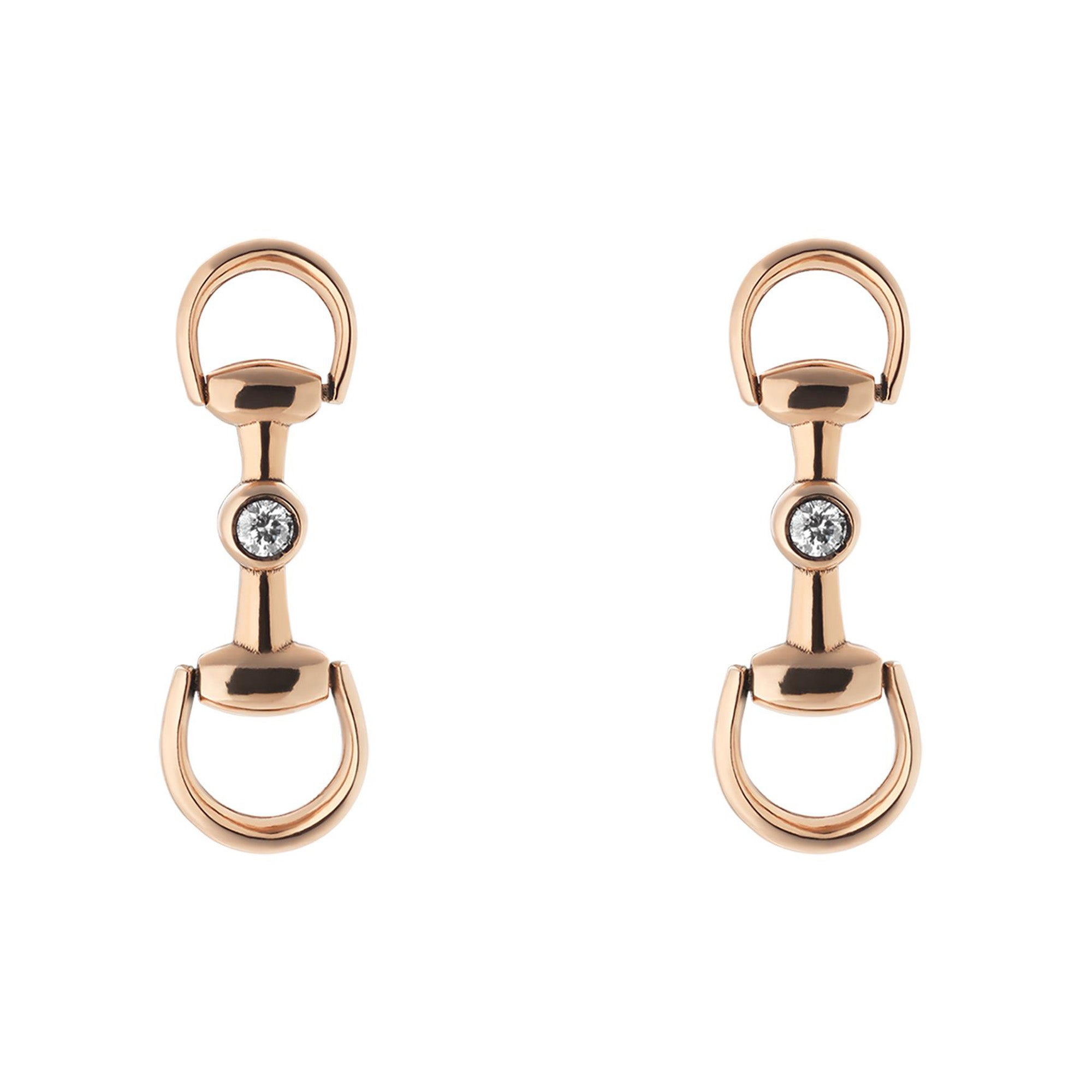 Gucci Gucci Horsebit 18ct Rose Gold Diamond Drop Earrings - Berry's Jewellers