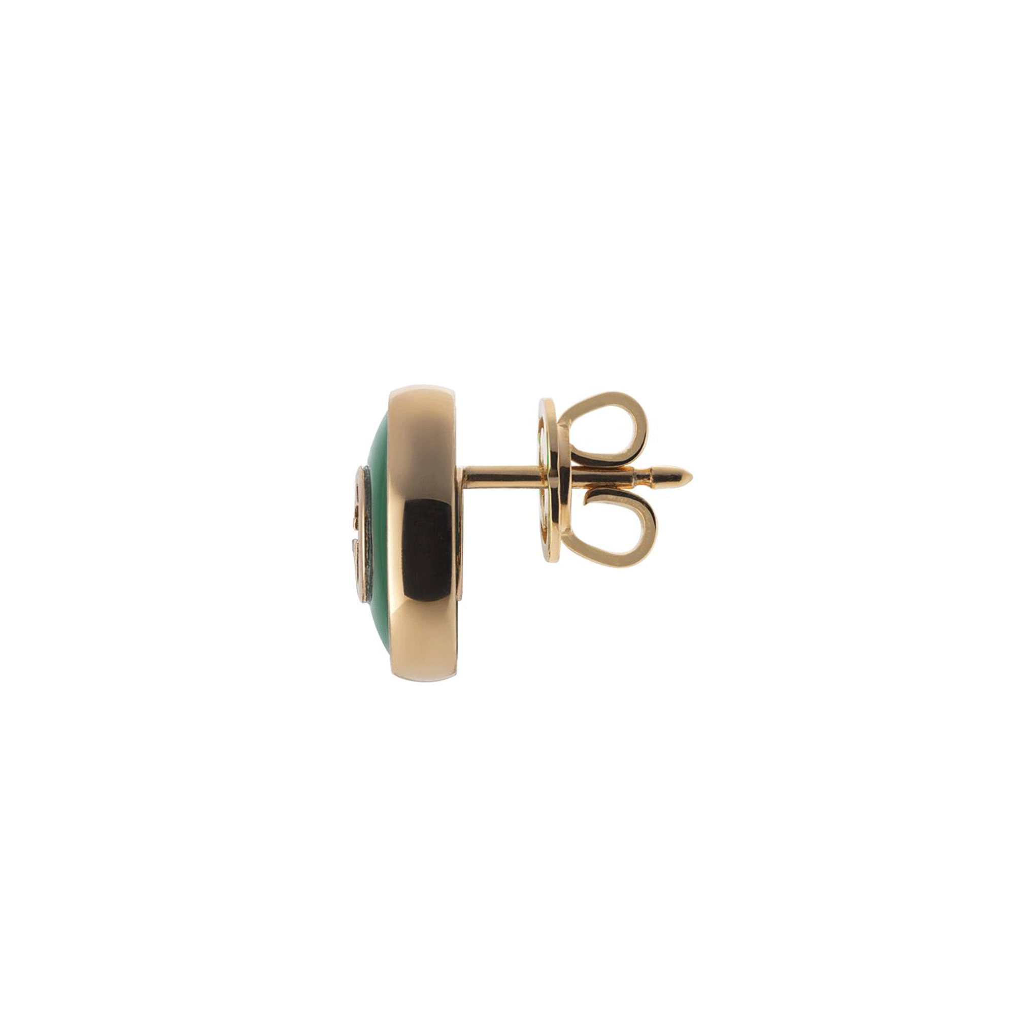 Gucci Gucci Interlocking 18ct Rose Gold And Green Agate Stud Earrings - Berry's Jewellers