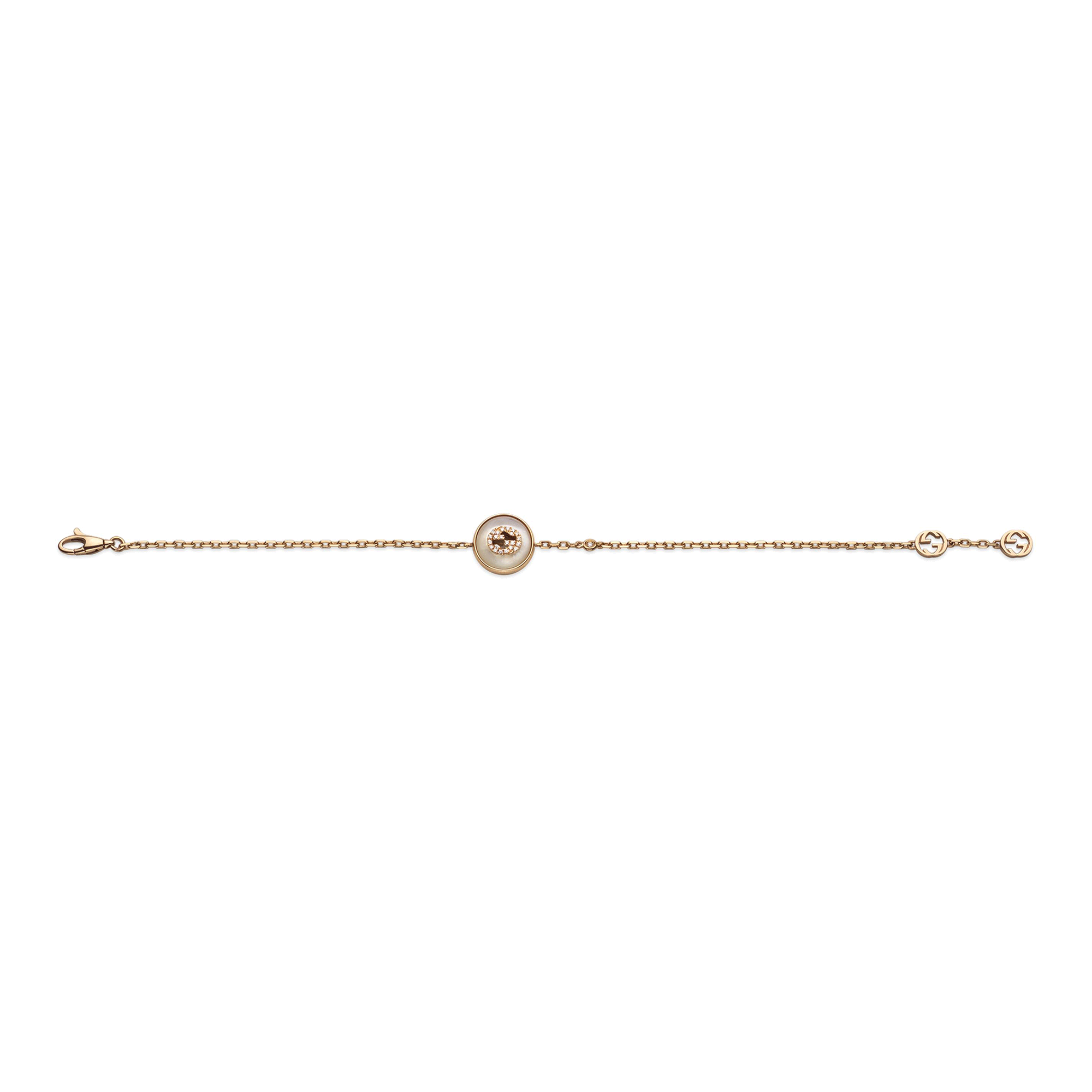 Gucci Gucci Interlocking 18ct Rose Gold Mother Of Pearl And Diamond Bracelet - Berry's Jewellers