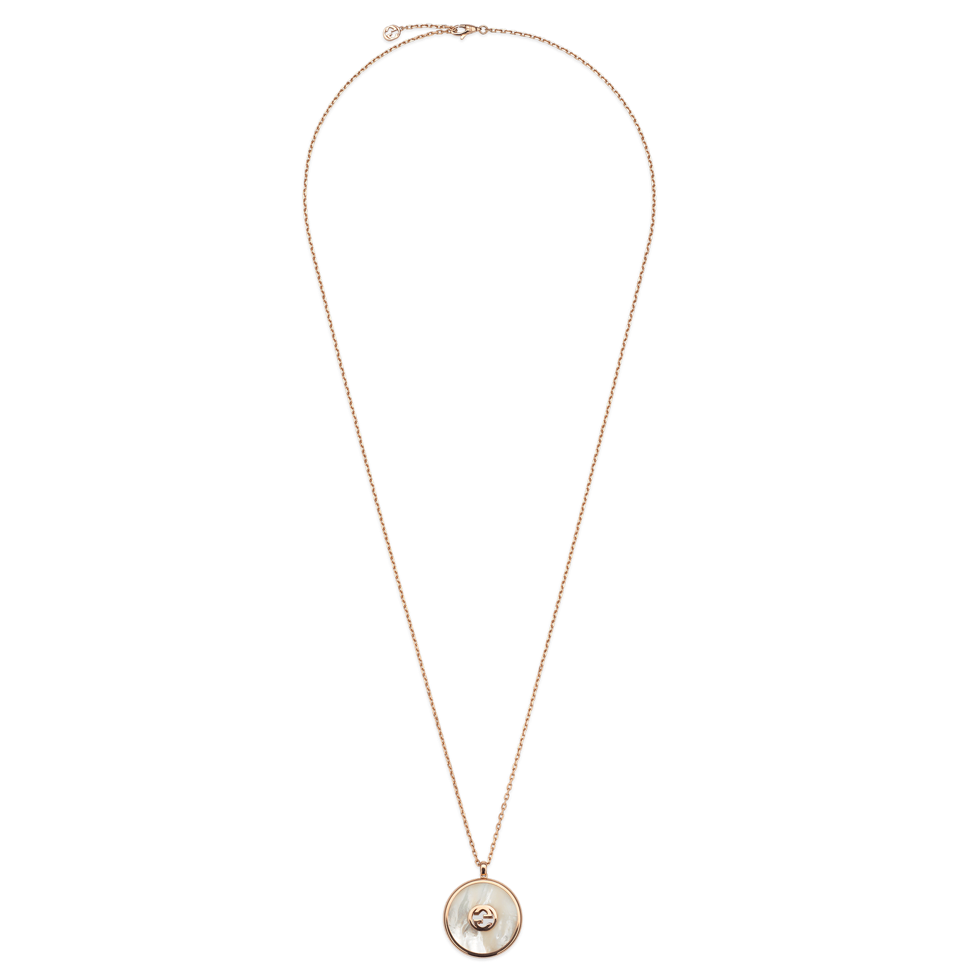 Gucci Gucci Interlocking 18ct Rose Gold Mother Of Pearl And Diamond Necklace - Berry's Jewellers