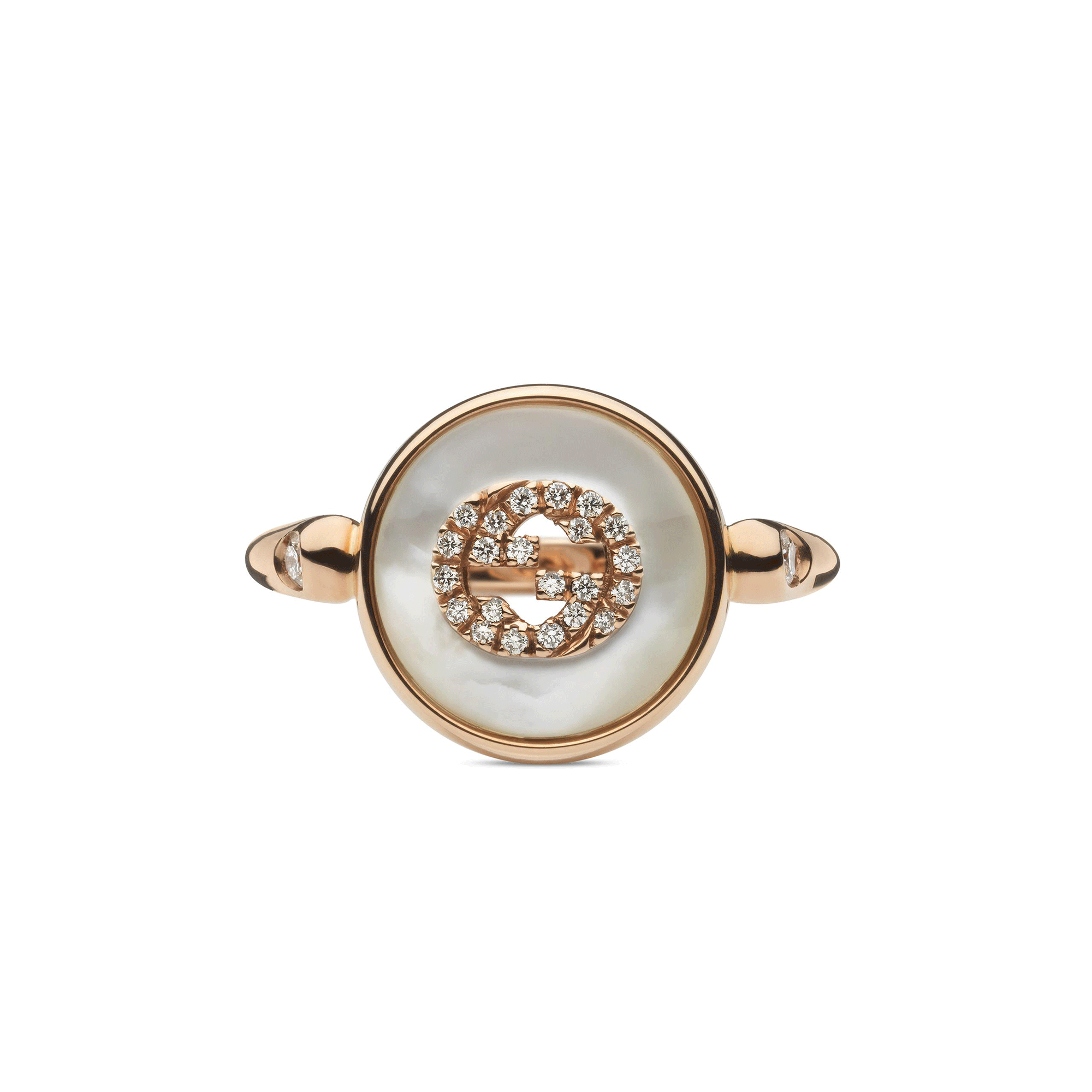 Gucci Gucci Interlocking 18ct Rose Gold Mother Of Pearl And Diamond Ring - Berry's Jewellers