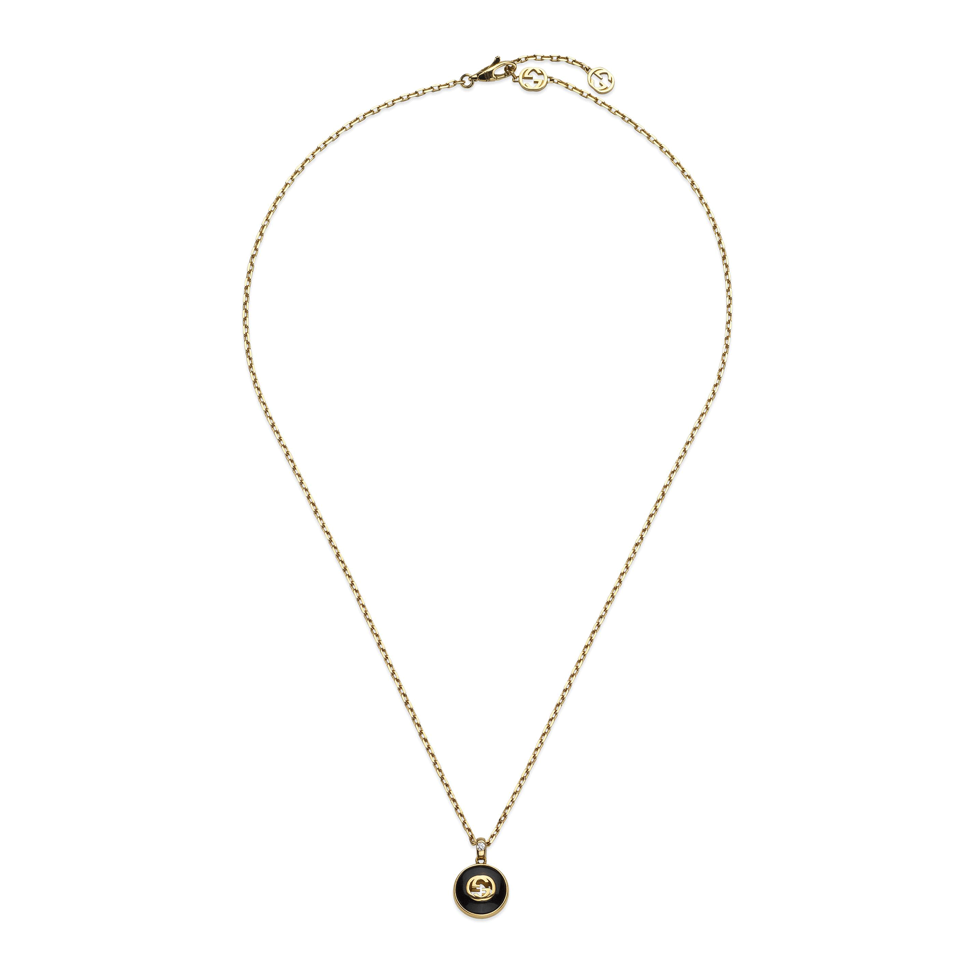 Gucci Gucci Interlocking 18ct Yellow Gold Black Onyx Pendant - Berry's Jewellers