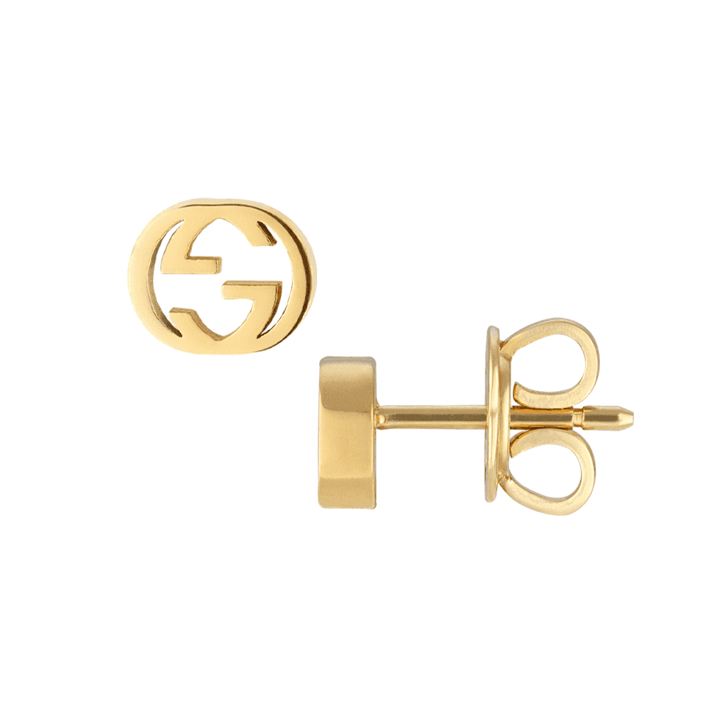 Gucci Interlocking 18ct Yellow Gold Stud Earrings