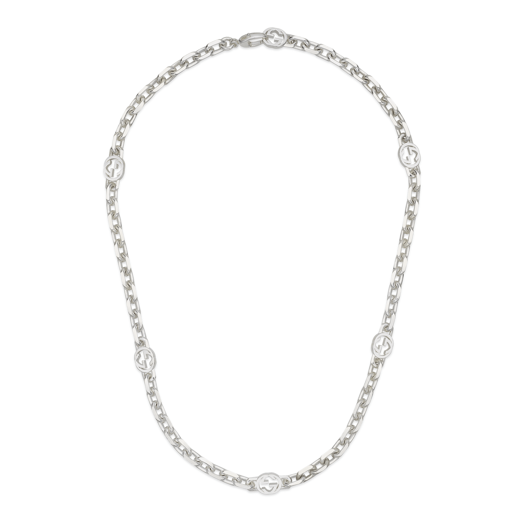 Gucci Gucci Interlocking Polished Sterling Silver 50cm Necklace - Berry's Jewellers