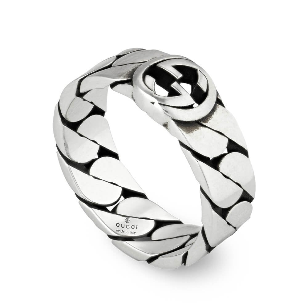 Gucci Interlocking Sterling Silver Logo 6mm Band Ring