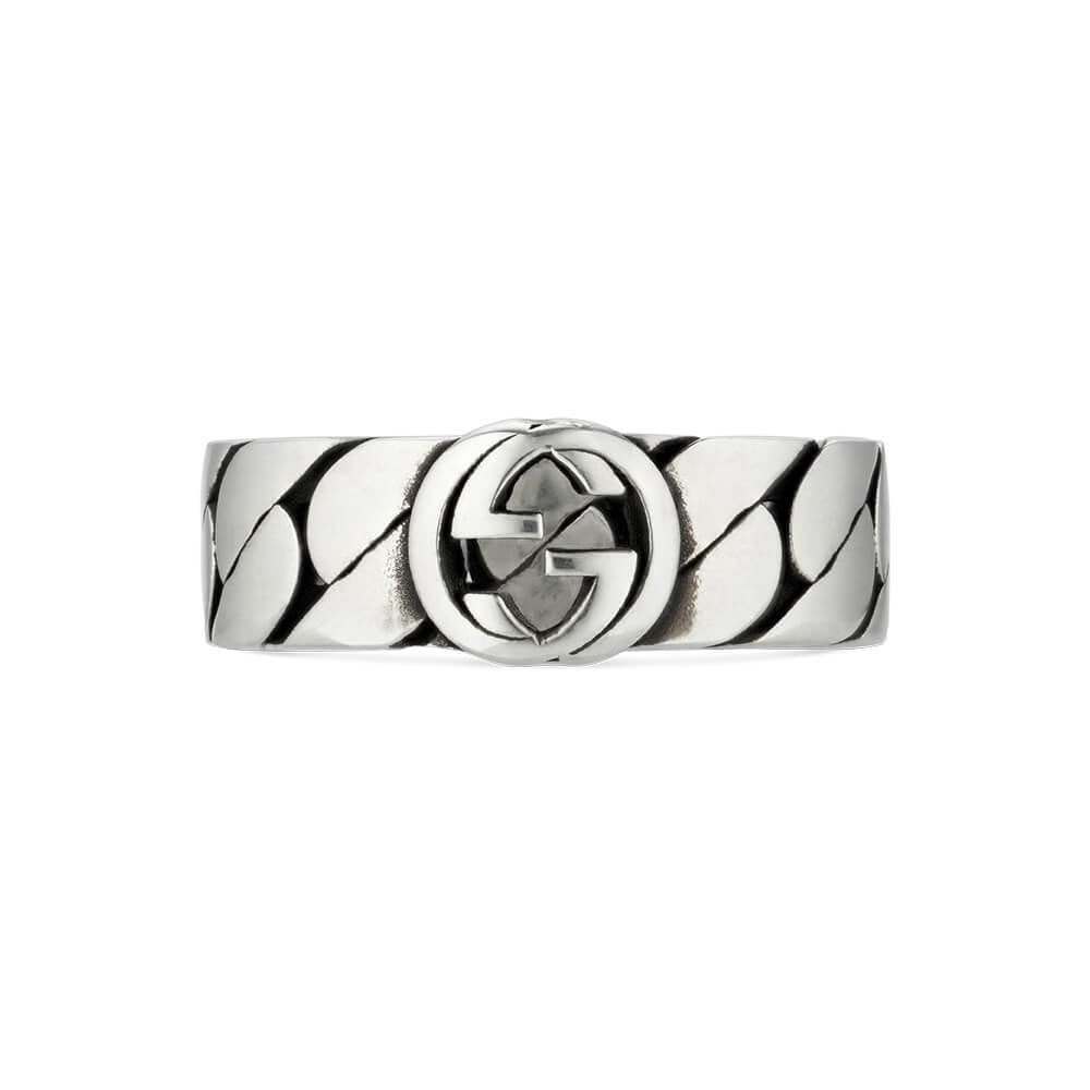 Gucci Interlocking Sterling Silver Logo 6mm Band Ring