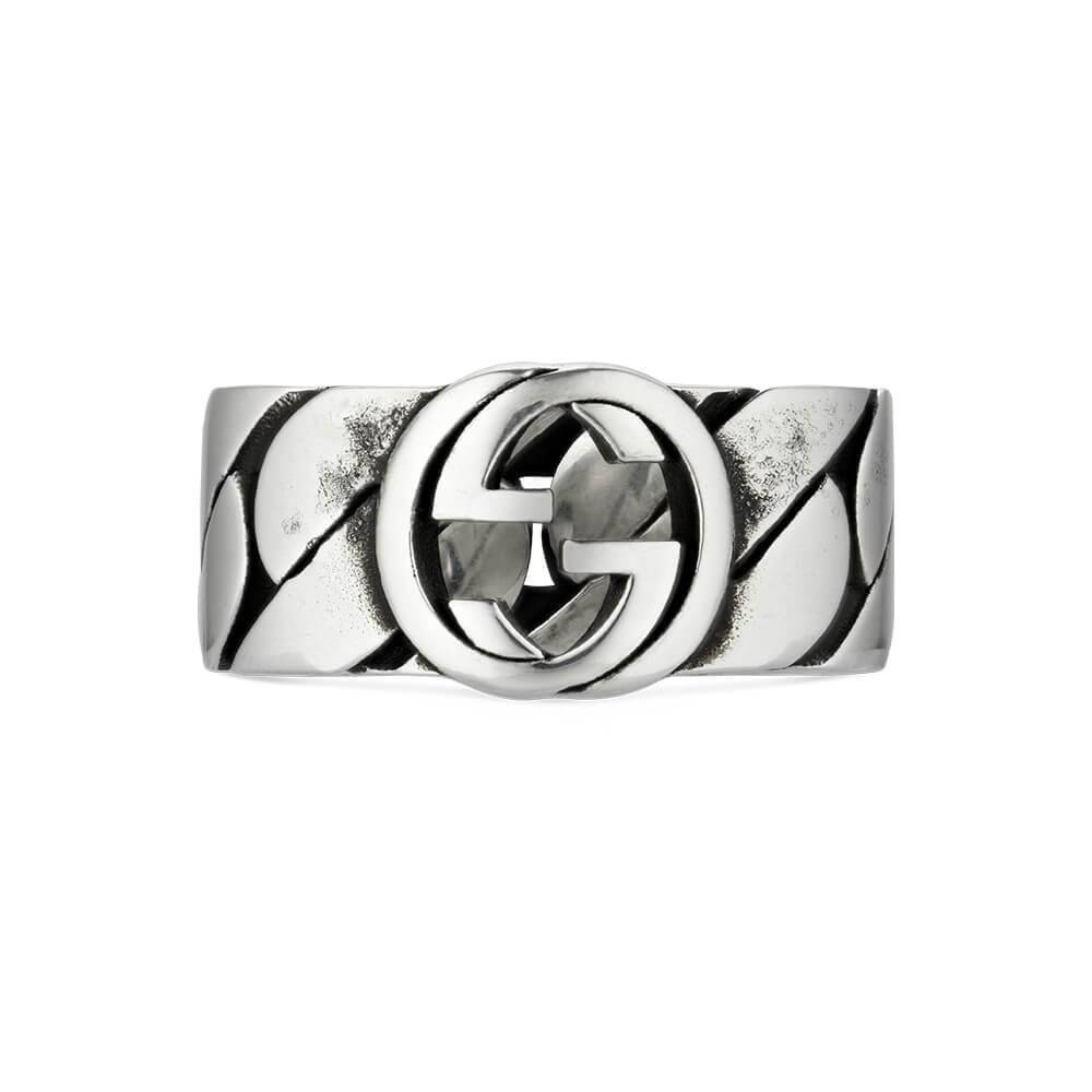 Gucci Gucci Interlocking Sterling Silver Logo 8mm Band Ring - Berry's Jewellers