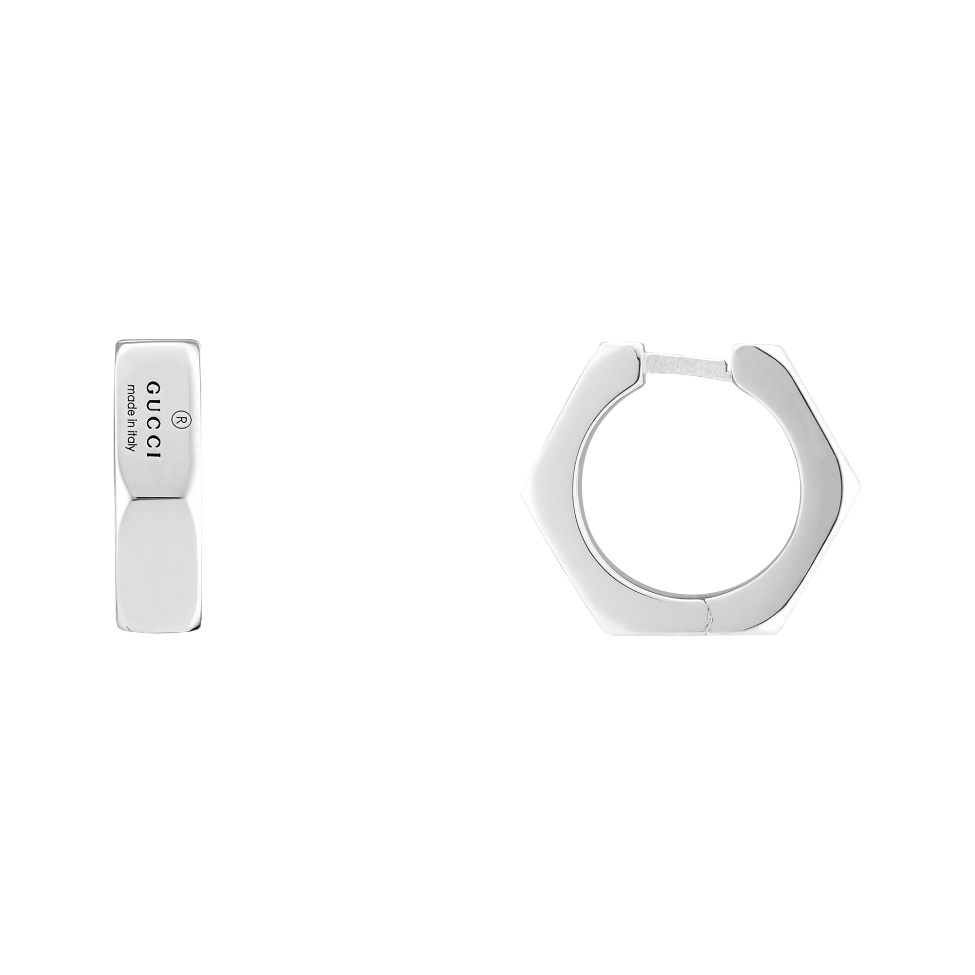 Gucci Sterling Silver Trademark Hoop Earrings